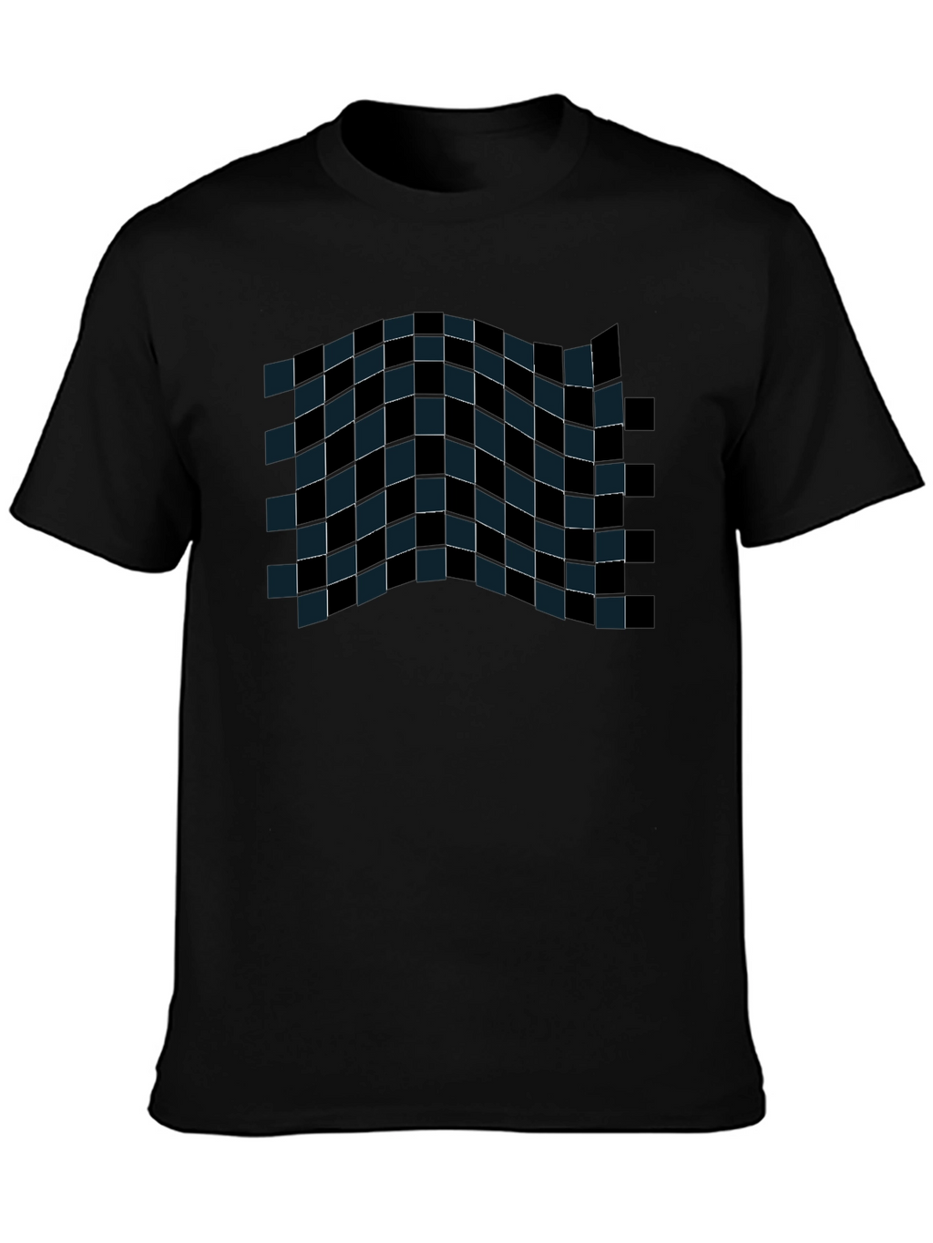 Checkered Wave Tee - Stylish Graphic T-Shirt