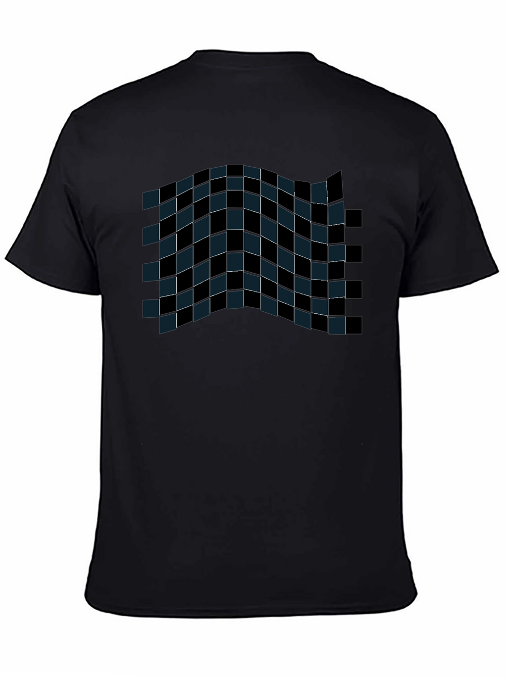 Checkered Wave Tee - Stylish Graphic T-Shirt