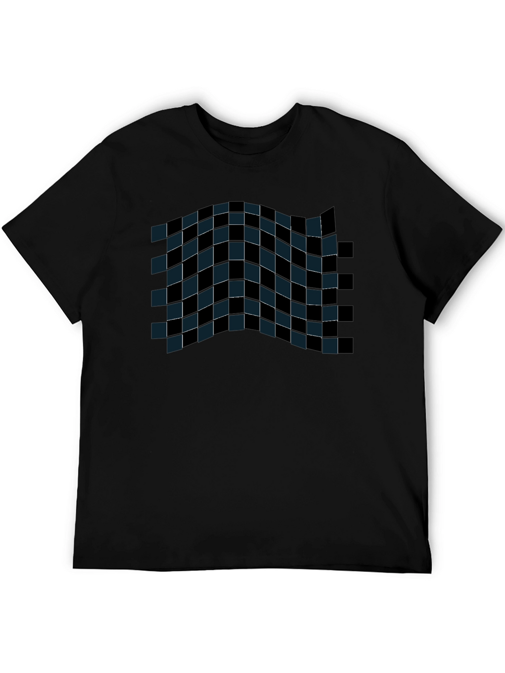 Checkered Wave Tee - Stylish Graphic T-Shirt