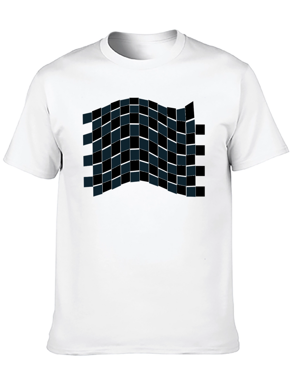 Checkered Wave Tee - Stylish Graphic T-Shirt