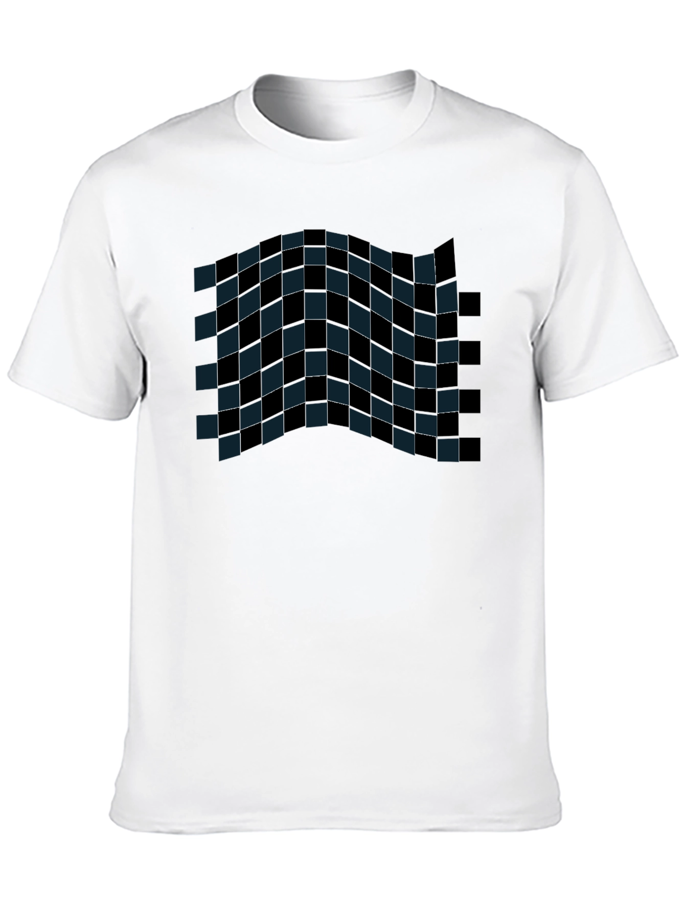 Checkered Wave Tee - Stylish Graphic T-Shirt