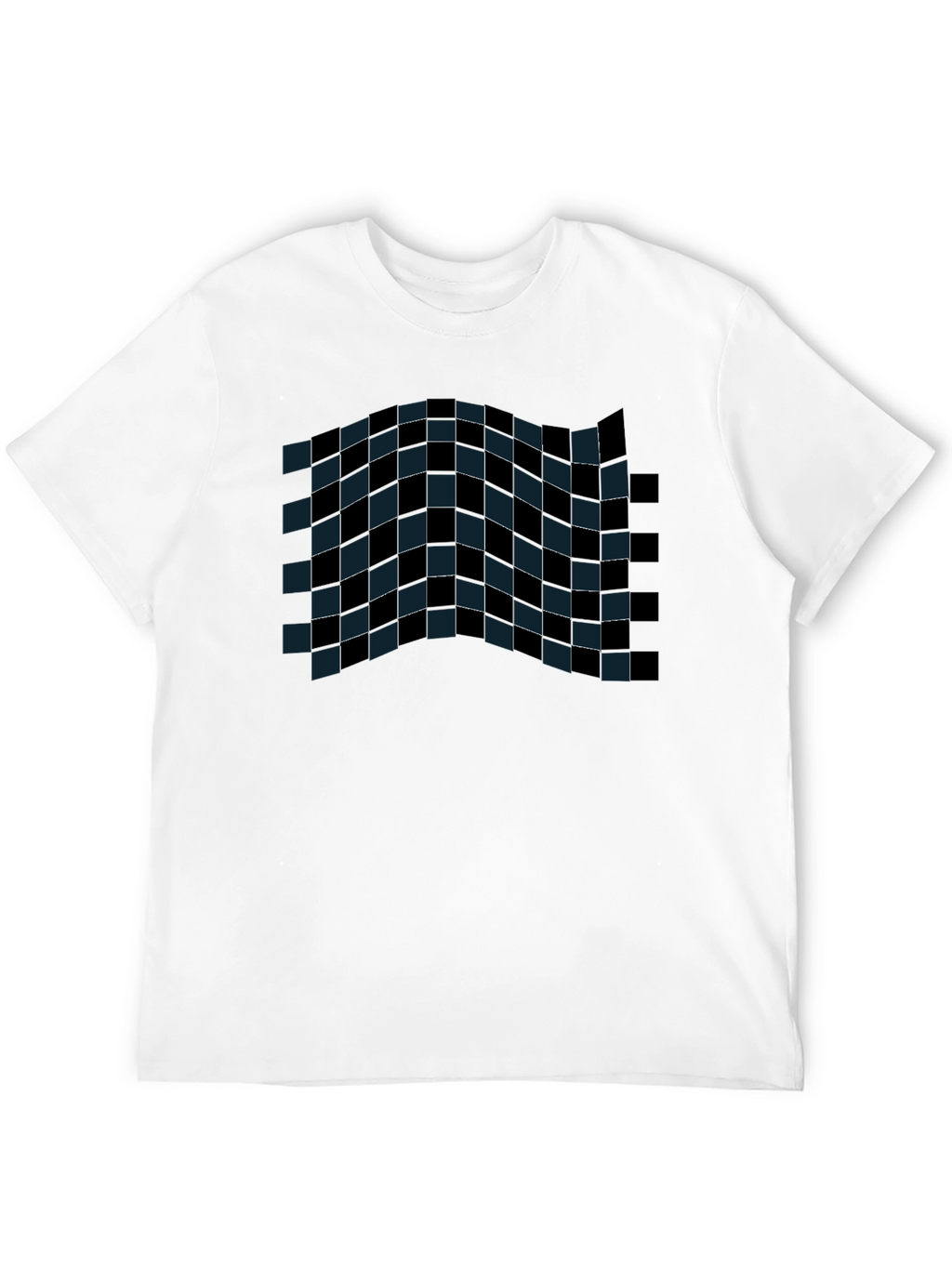 Checkered Wave Tee - Stylish Graphic T-Shirt