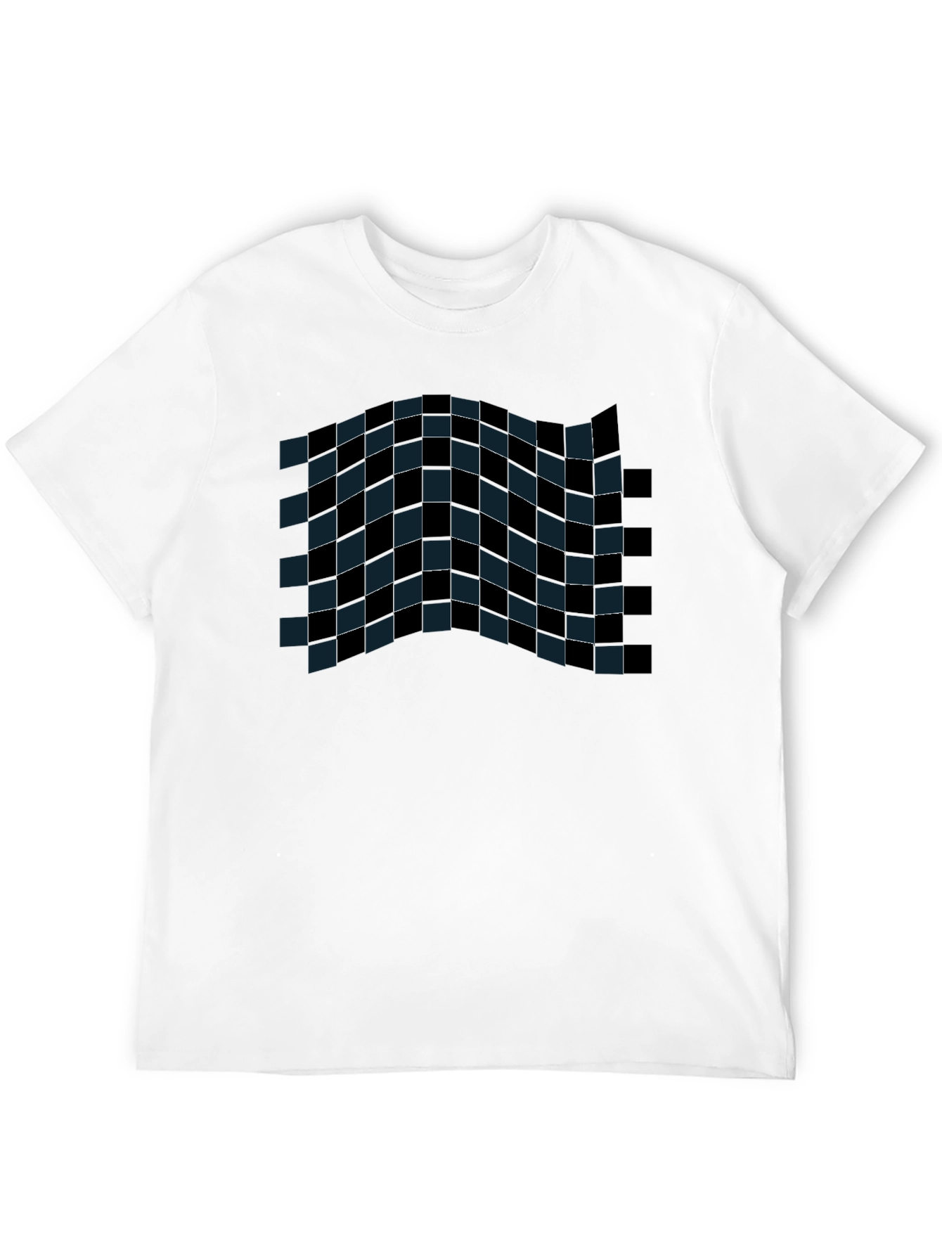 Checkered Wave Tee - Stylish Graphic T-Shirt