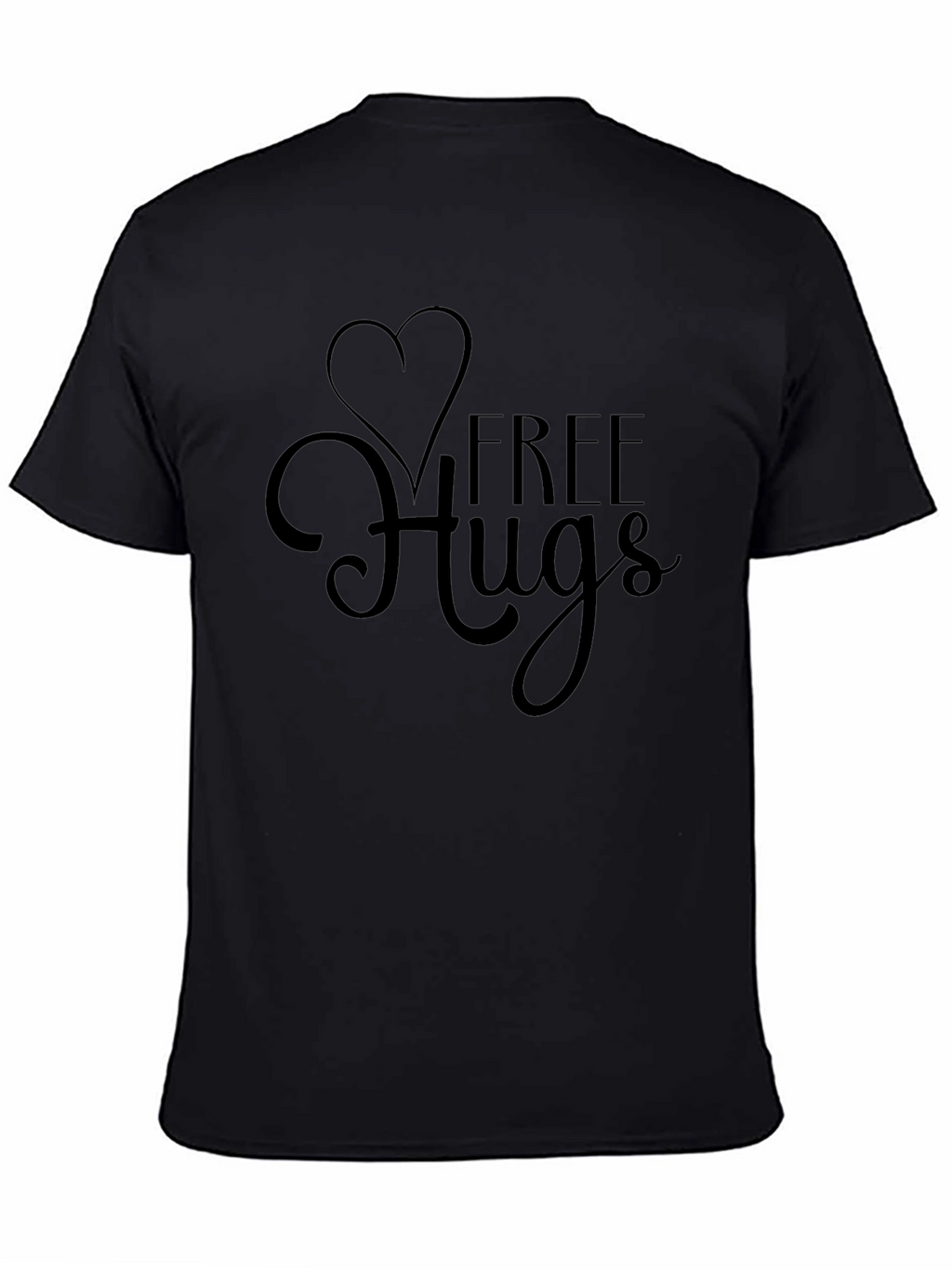Free Hugs Black Tee Shirt - Heart Design