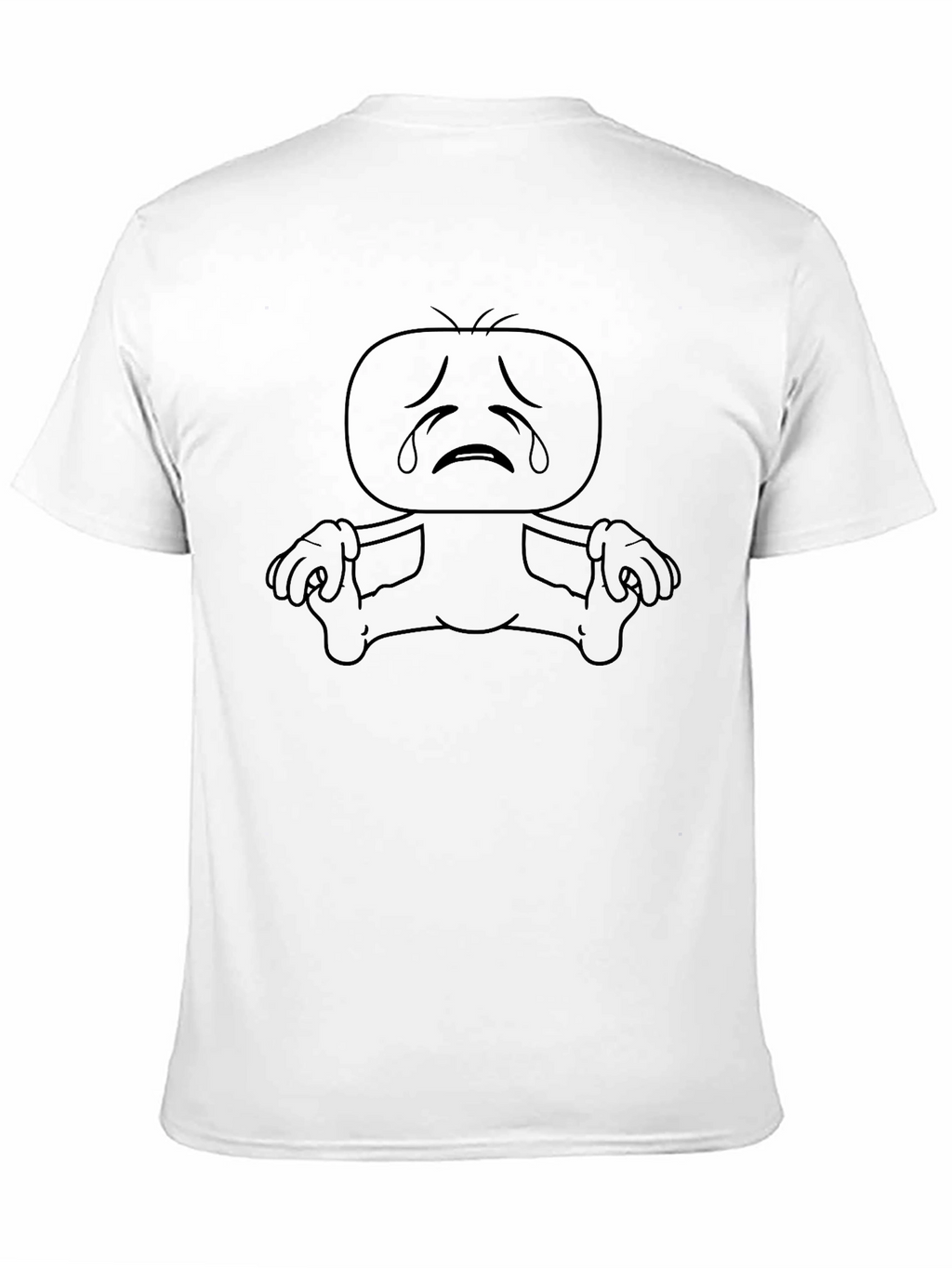 Sad Cartoon Character Black T-Shirt