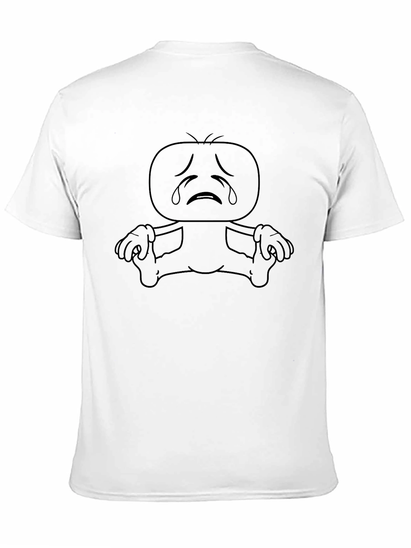 Sad Cartoon Character Black T-Shirt