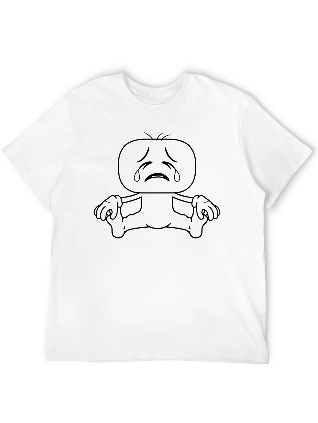 Sad Cartoon Character Black T-Shirt