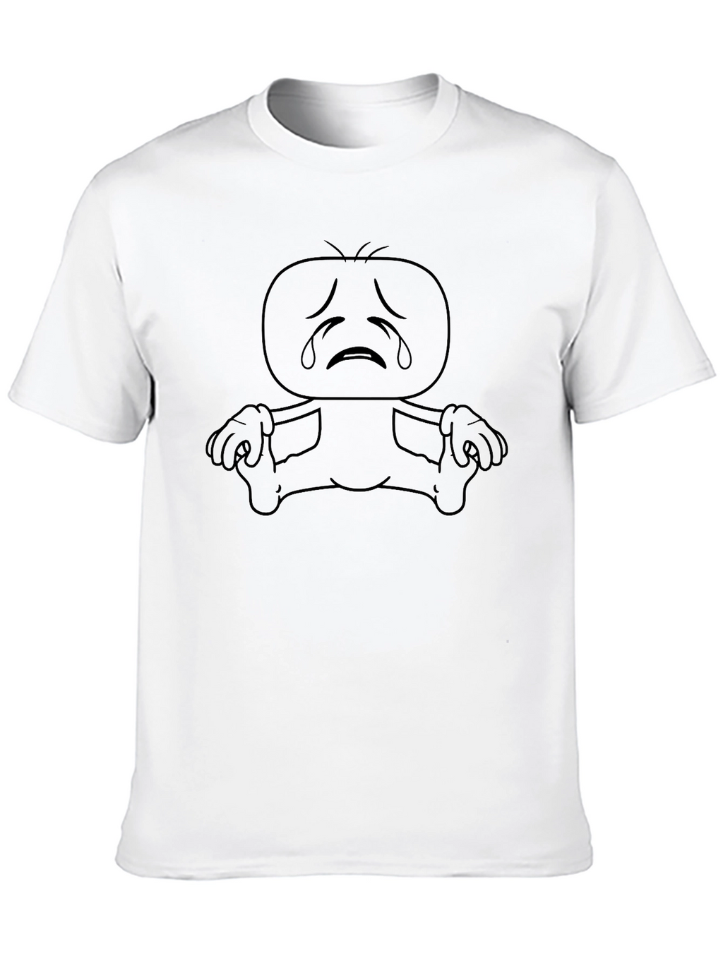 Sad Cartoon Character Black T-Shirt
