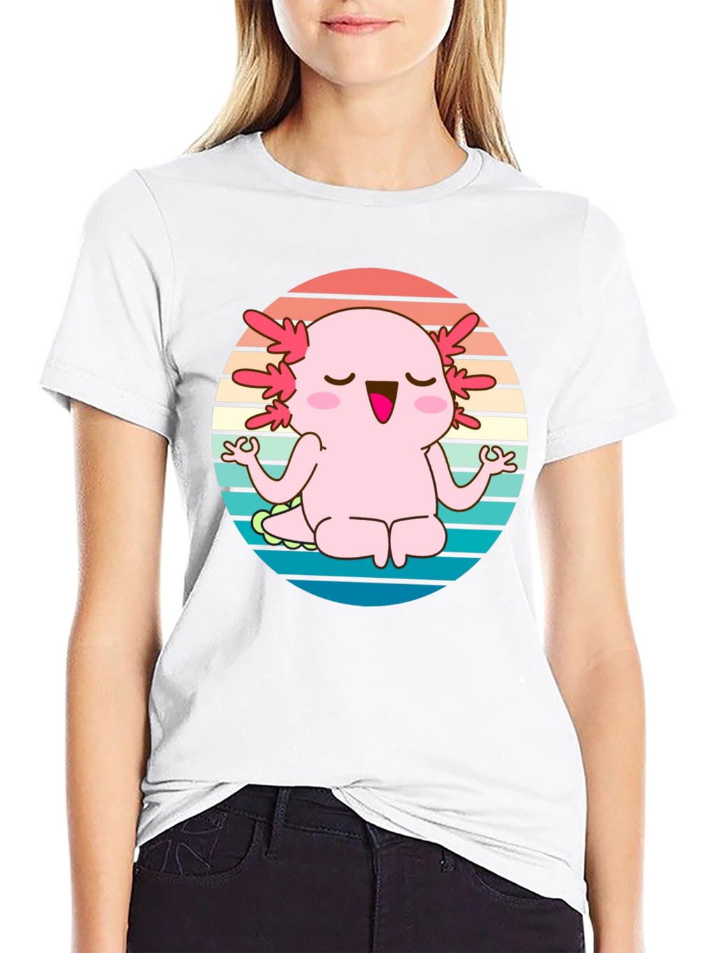Axolotl Meditating T-Shirt - Cute Yoga Design