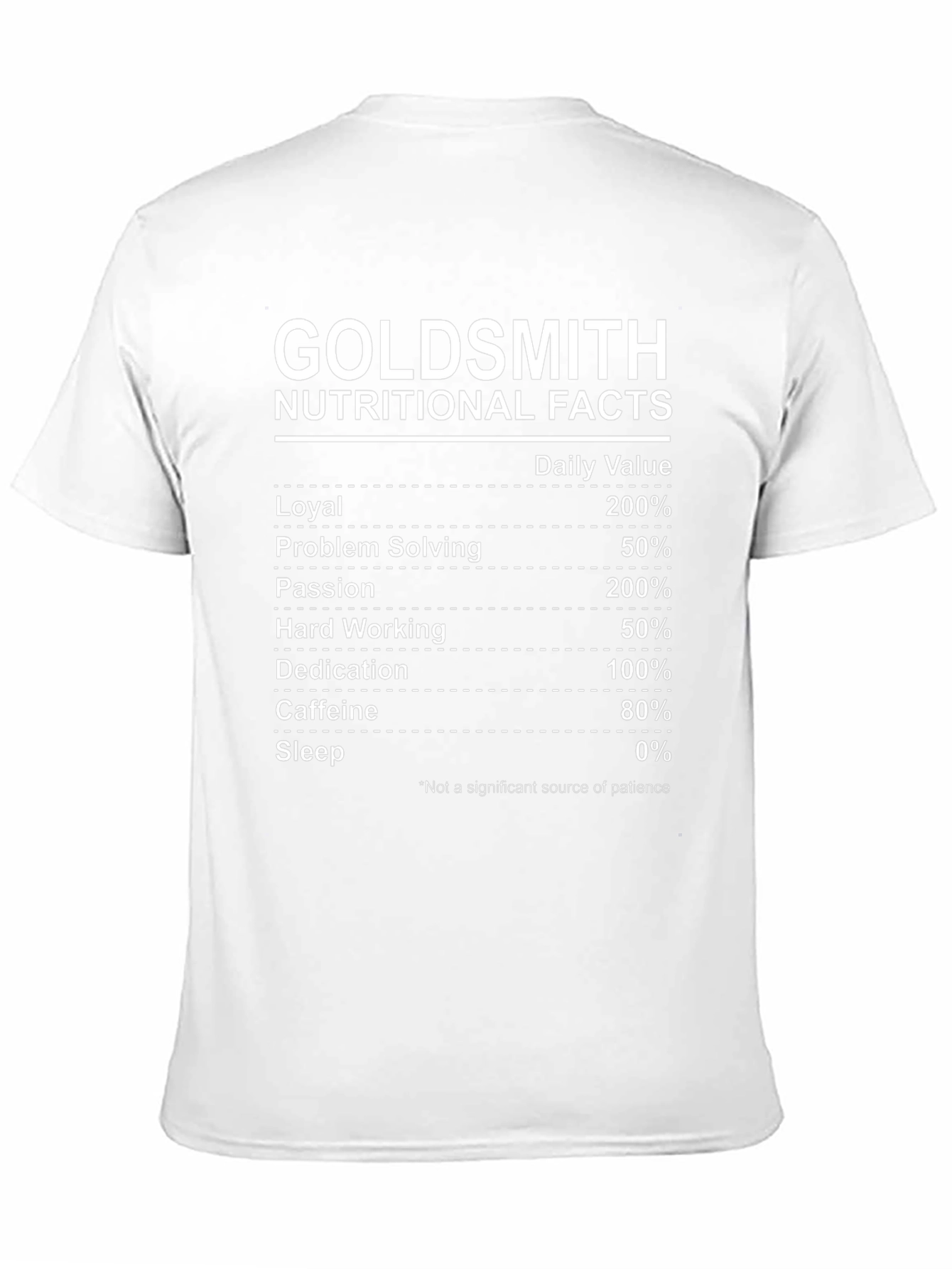 Goldsmith Nutritional Facts Black T-Shirt