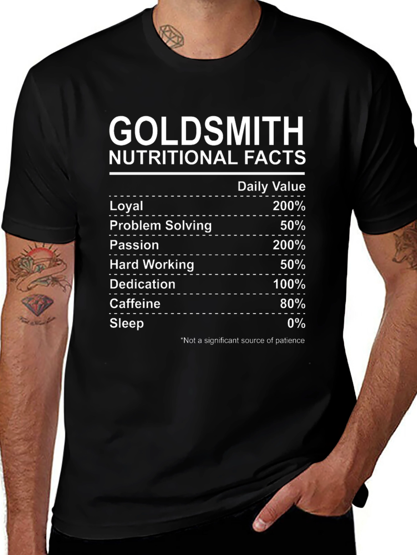Goldsmith Nutritional Facts Black T-Shirt