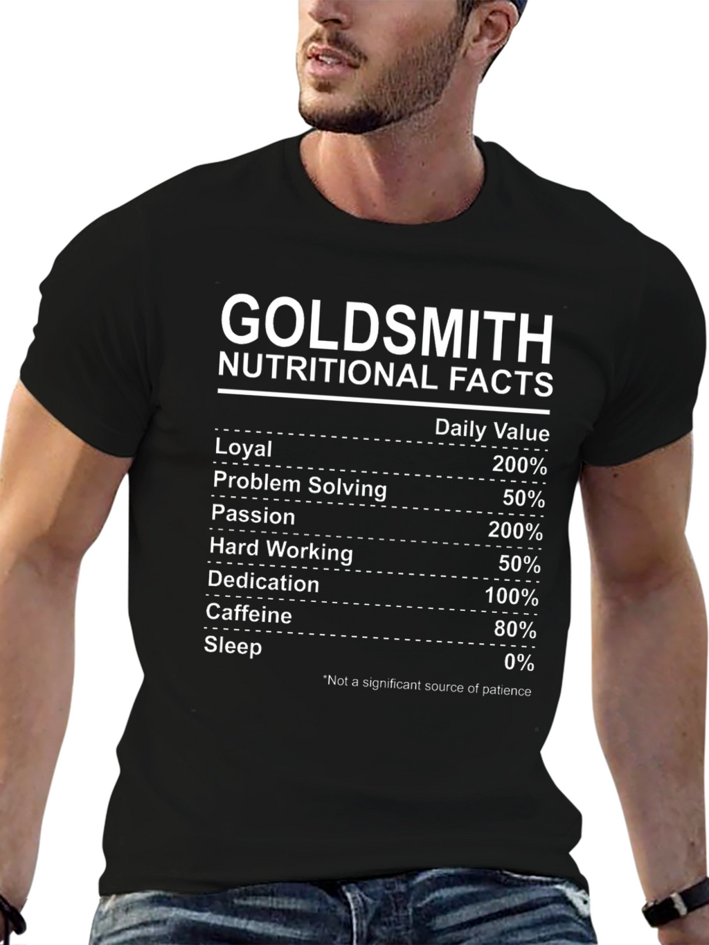 Goldsmith Nutritional Facts Black T-Shirt