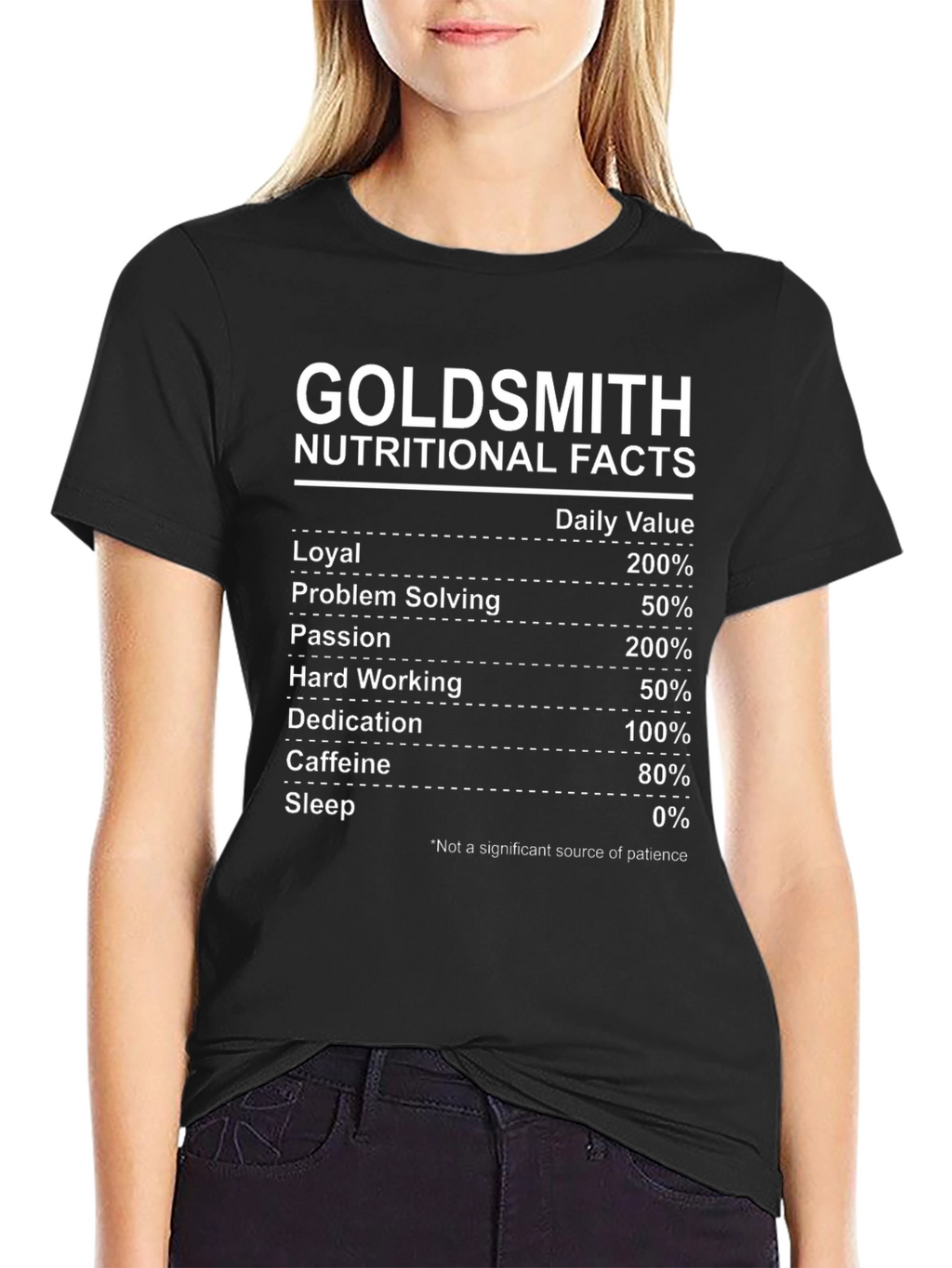 Goldsmith Nutritional Facts Black T-Shirt