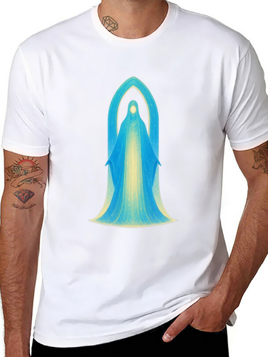 Mystical Virgin Mary Graphic Black T-Shirt