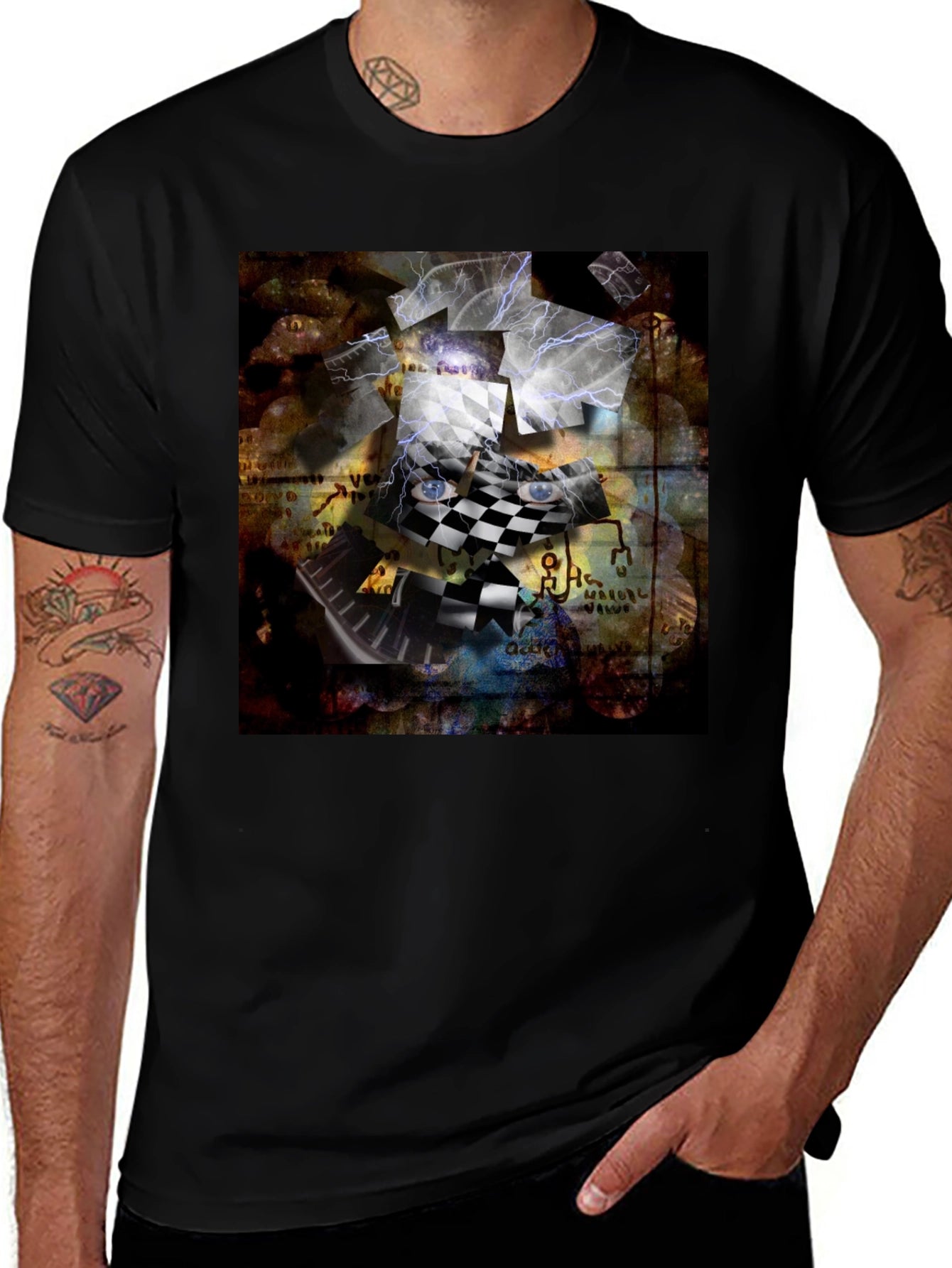 Abstract Chessboard Graphic Tee