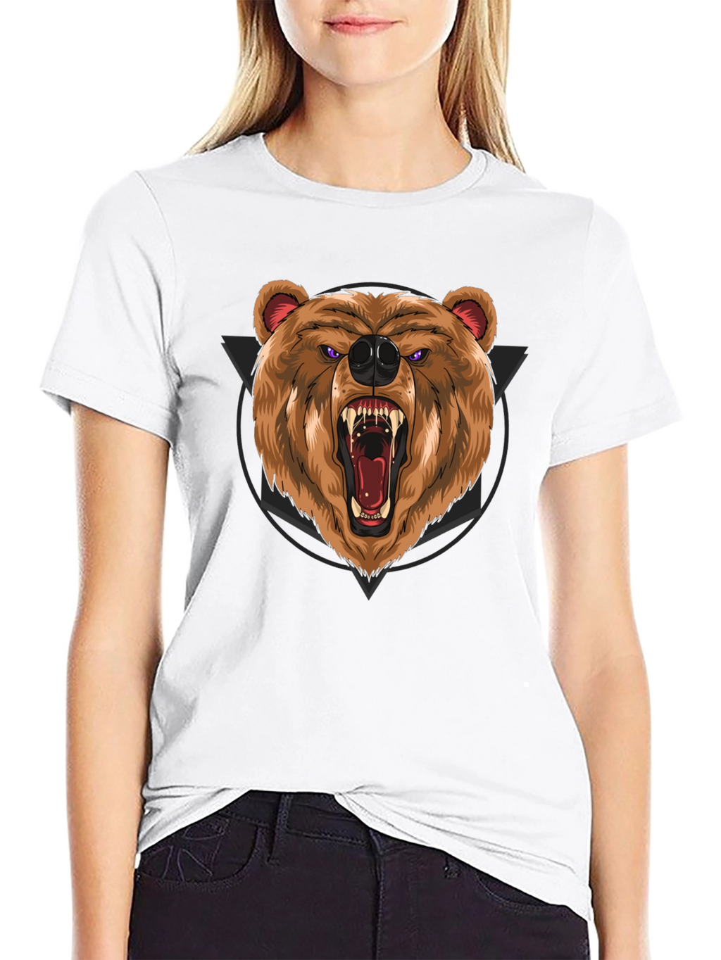 Roaring Bear Graphic Black T-Shirt