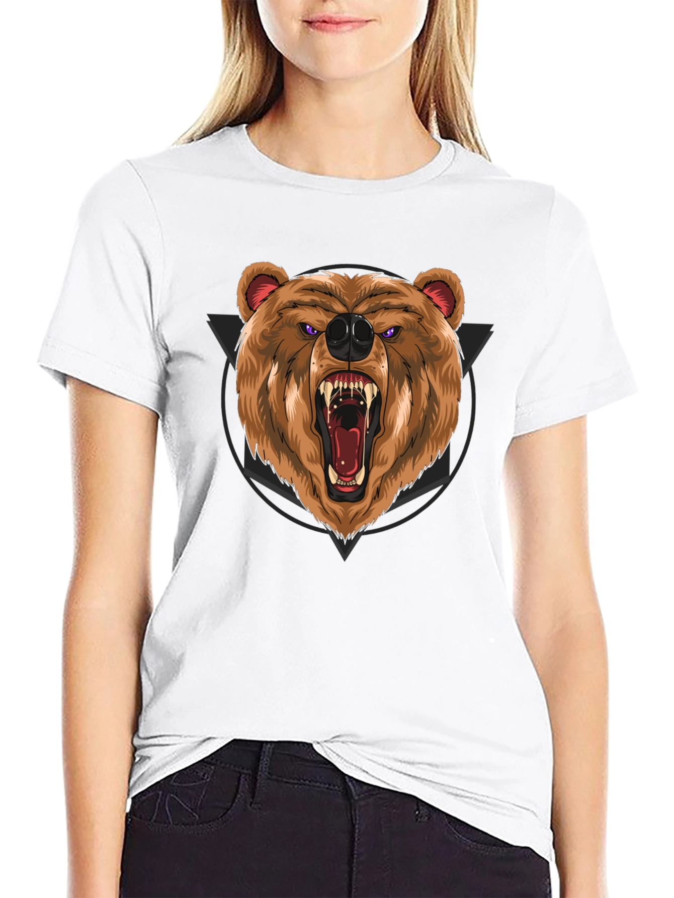 Roaring Bear Graphic Black T-Shirt