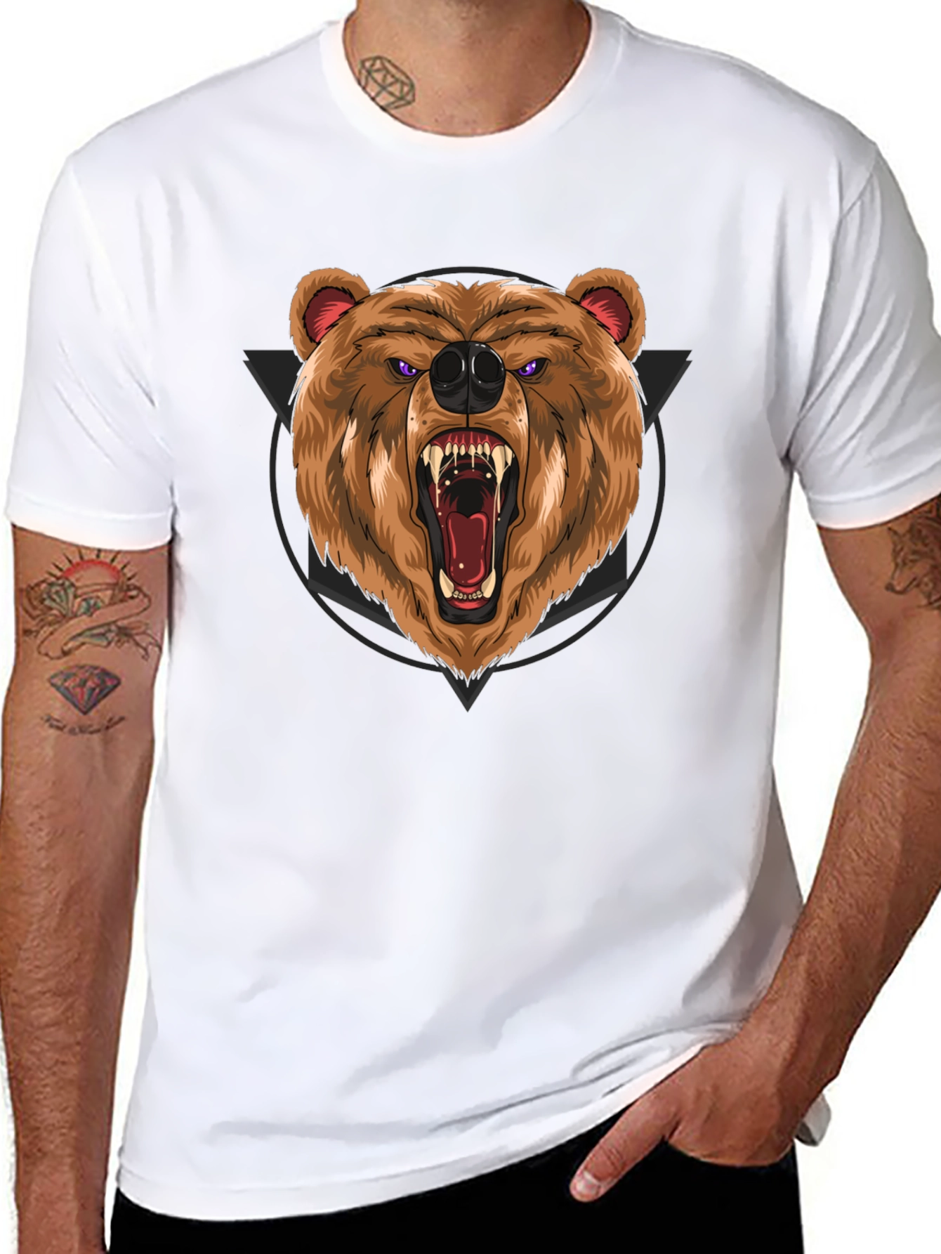 Roaring Bear Graphic Black T-Shirt