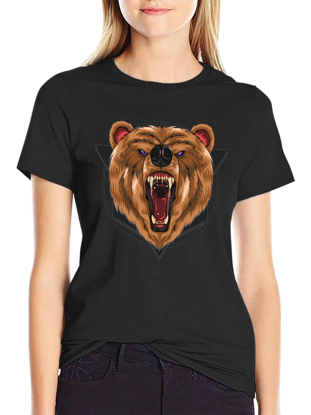 Roaring Bear Graphic Black T-Shirt
