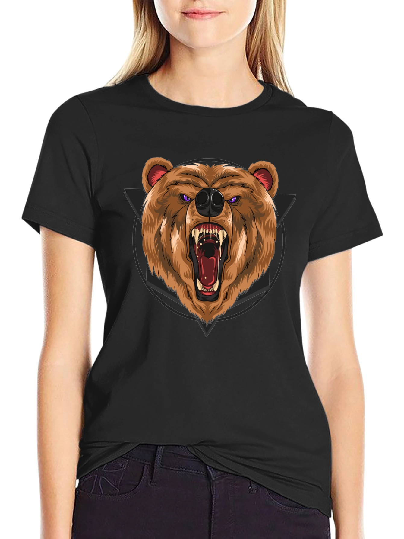 Roaring Bear Graphic Black T-Shirt