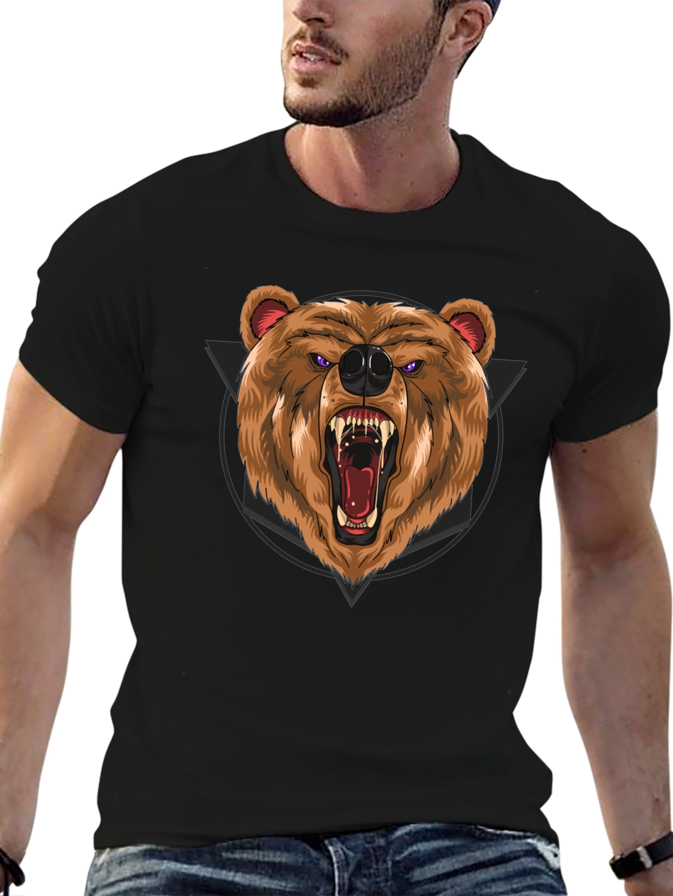 Roaring Bear Graphic Black T-Shirt
