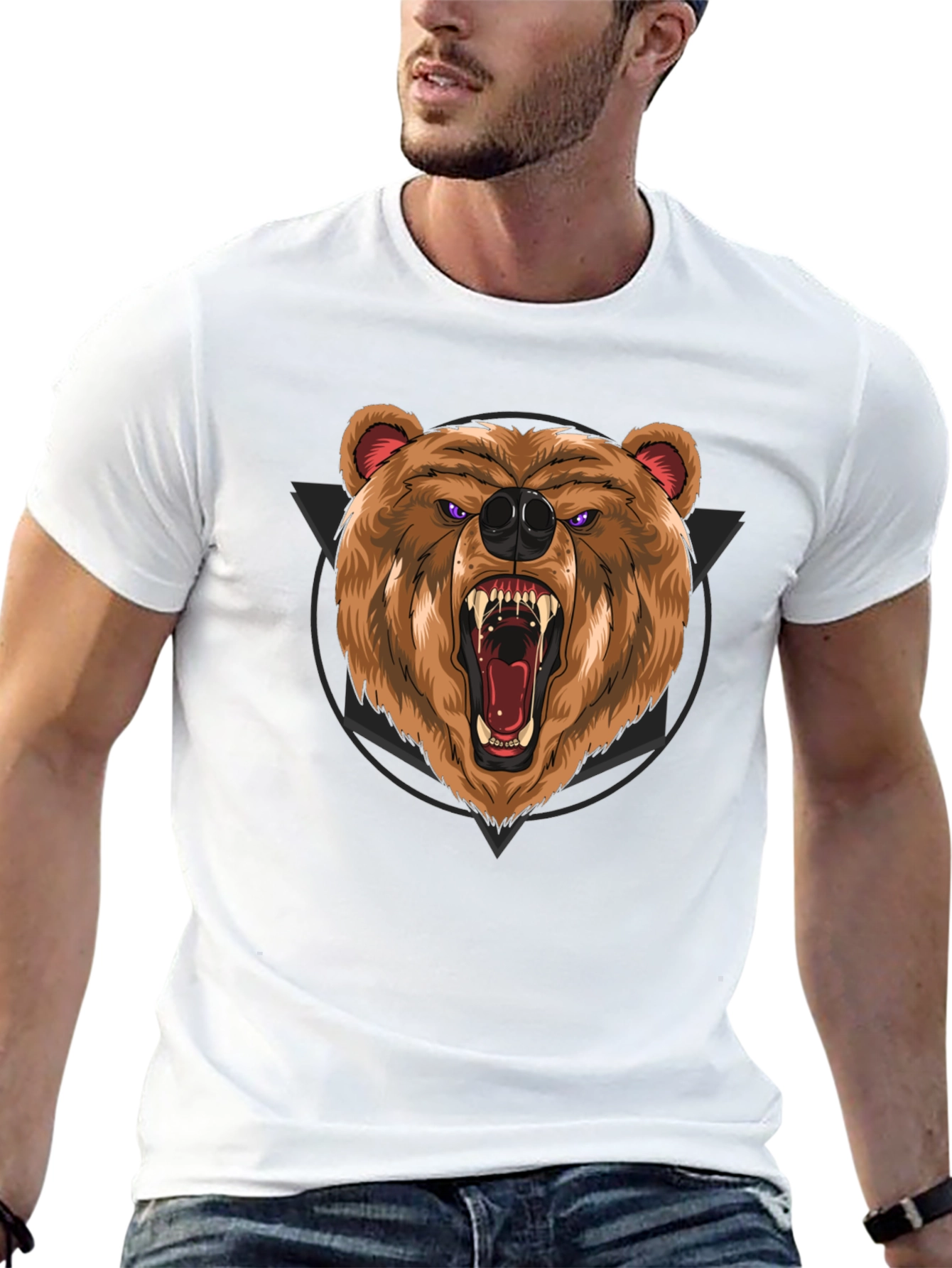 Roaring Bear Graphic Black T-Shirt