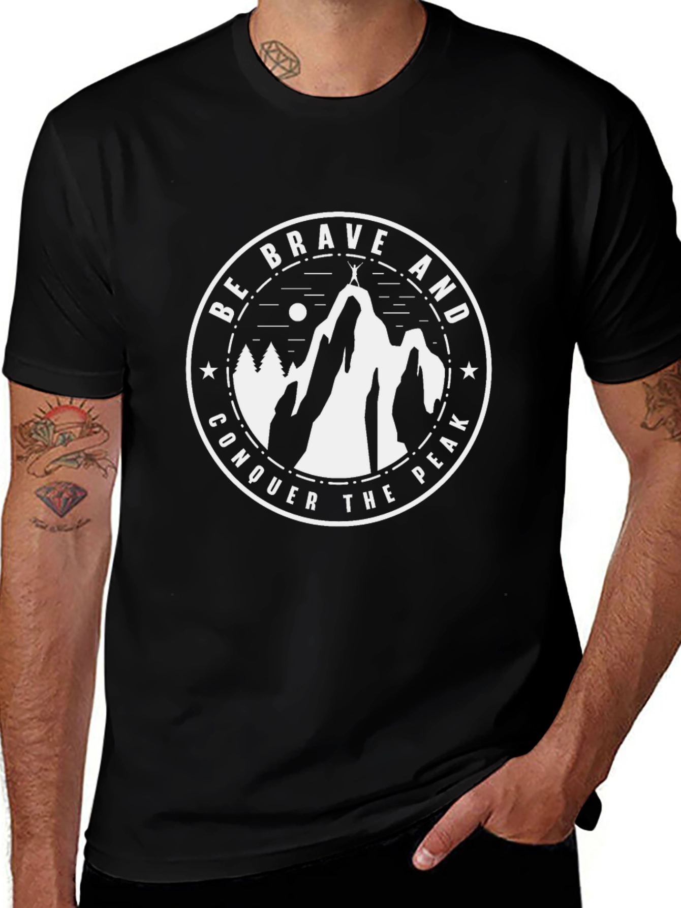 Be Brave Conquer Peak Black T-Shirt