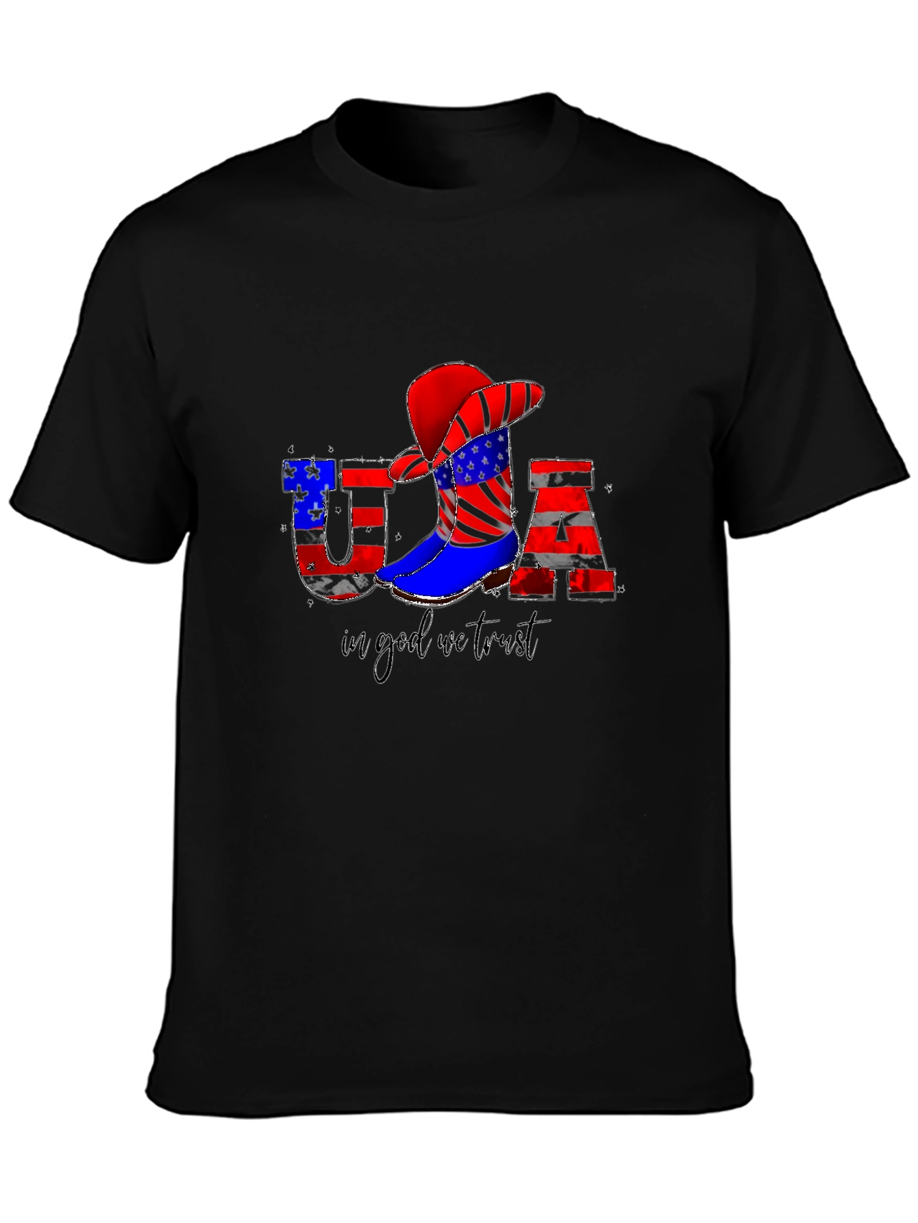 USA Flag Cowboy T-Shirt - Patriotic Tee
