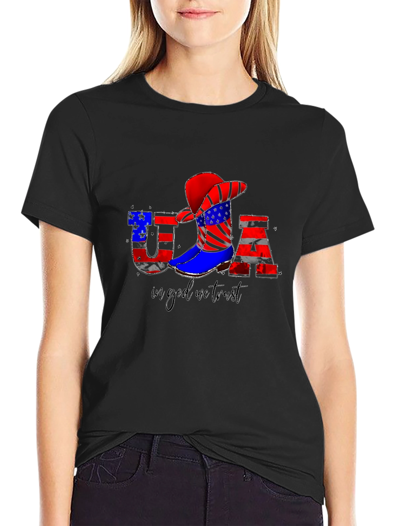 USA Flag Cowboy T-Shirt - Patriotic Tee