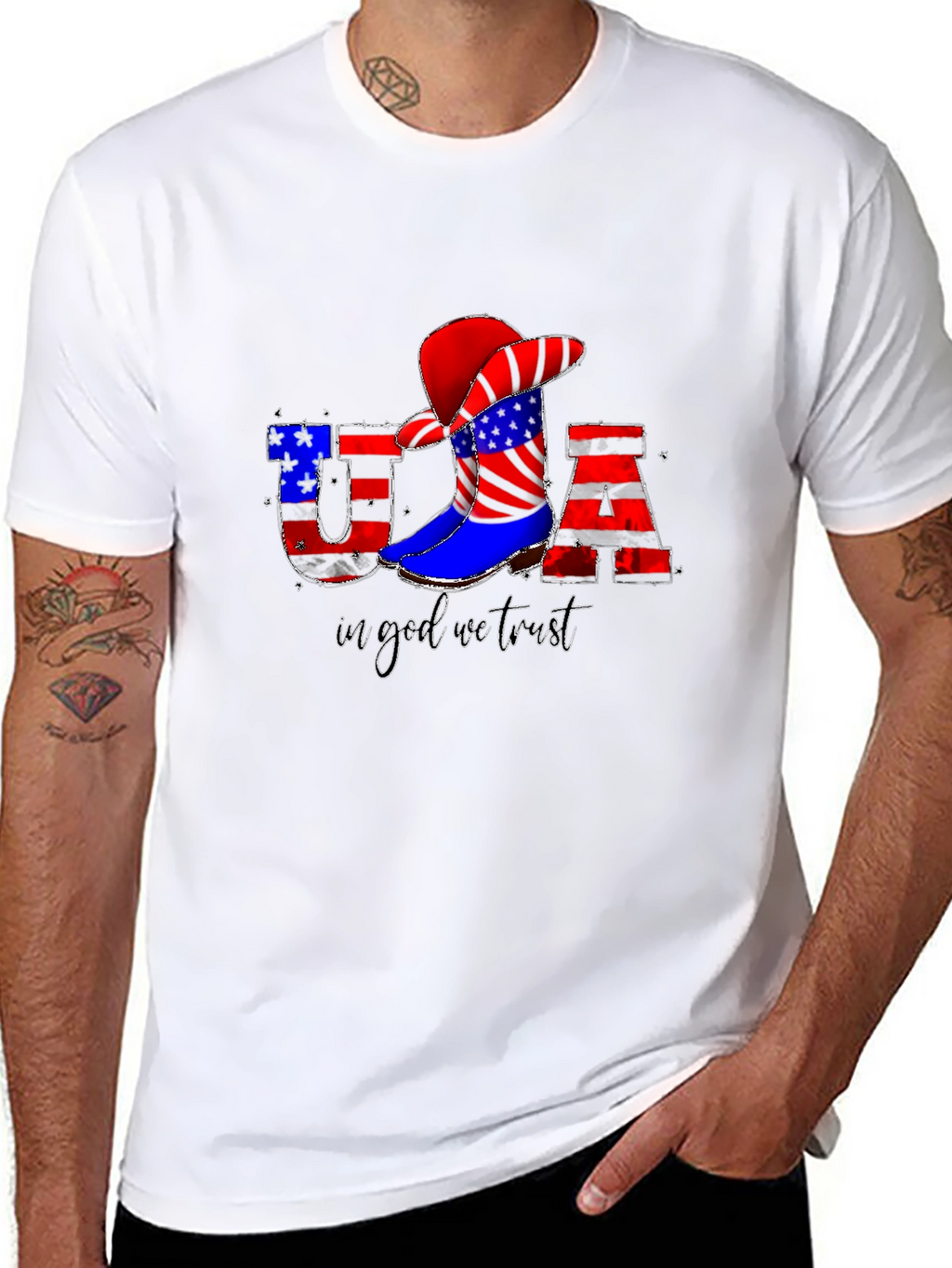 USA Flag Cowboy T-Shirt - Patriotic Tee