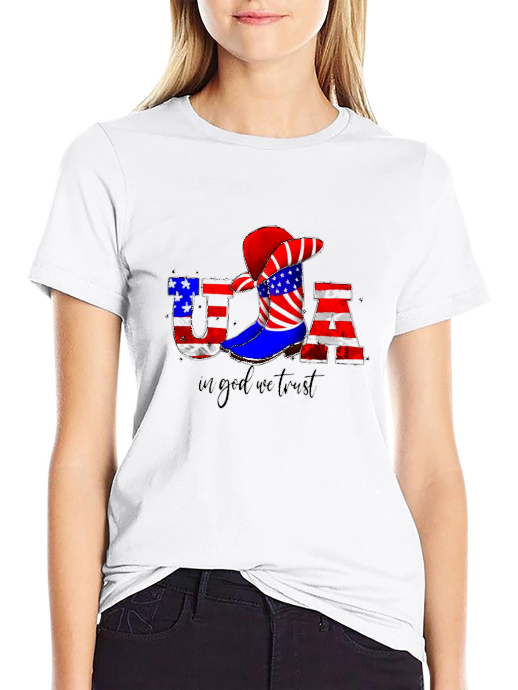 USA Flag Cowboy T-Shirt - Patriotic Tee