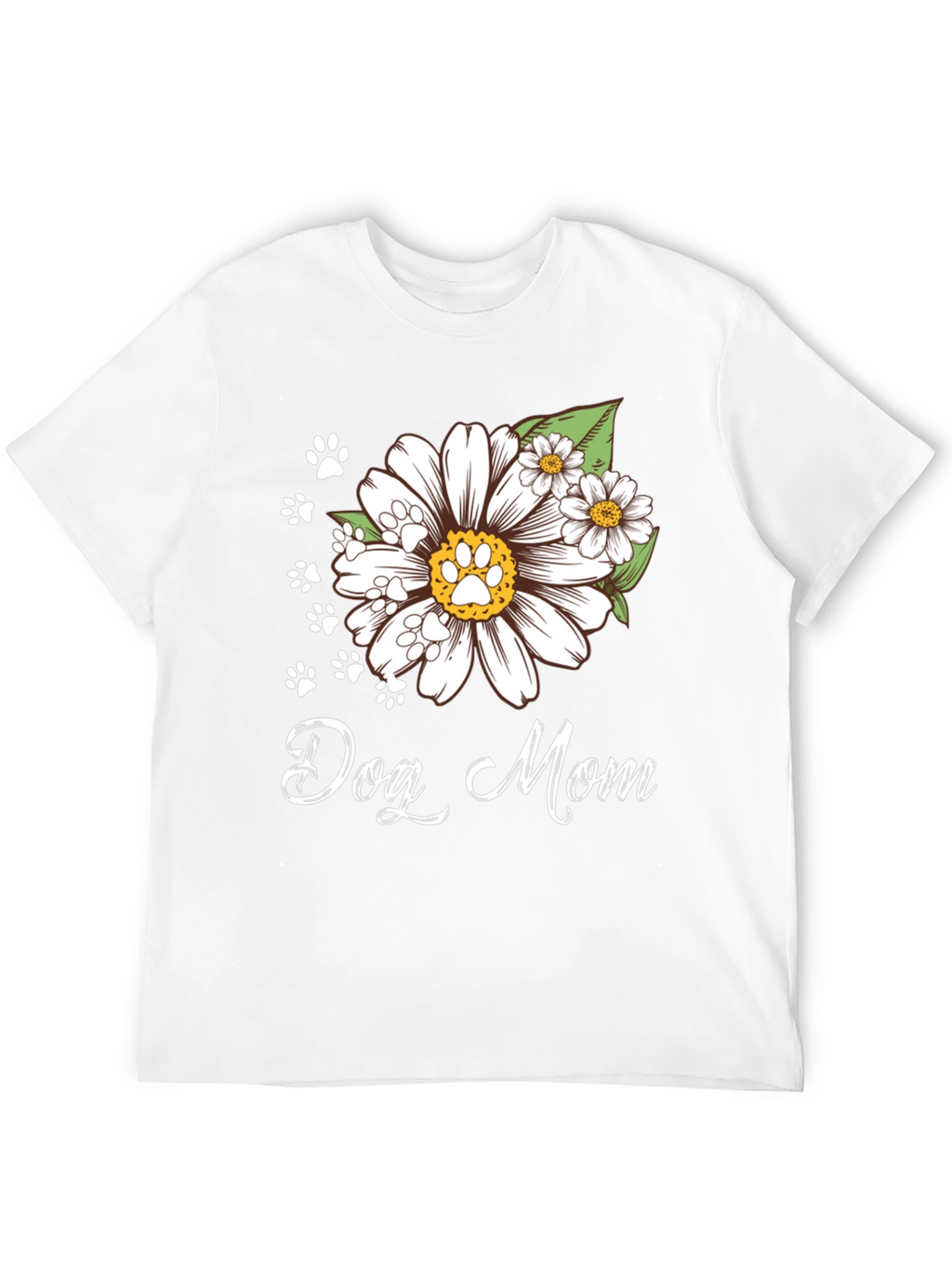 Dog Mom Flower Paw Print T-Shirt