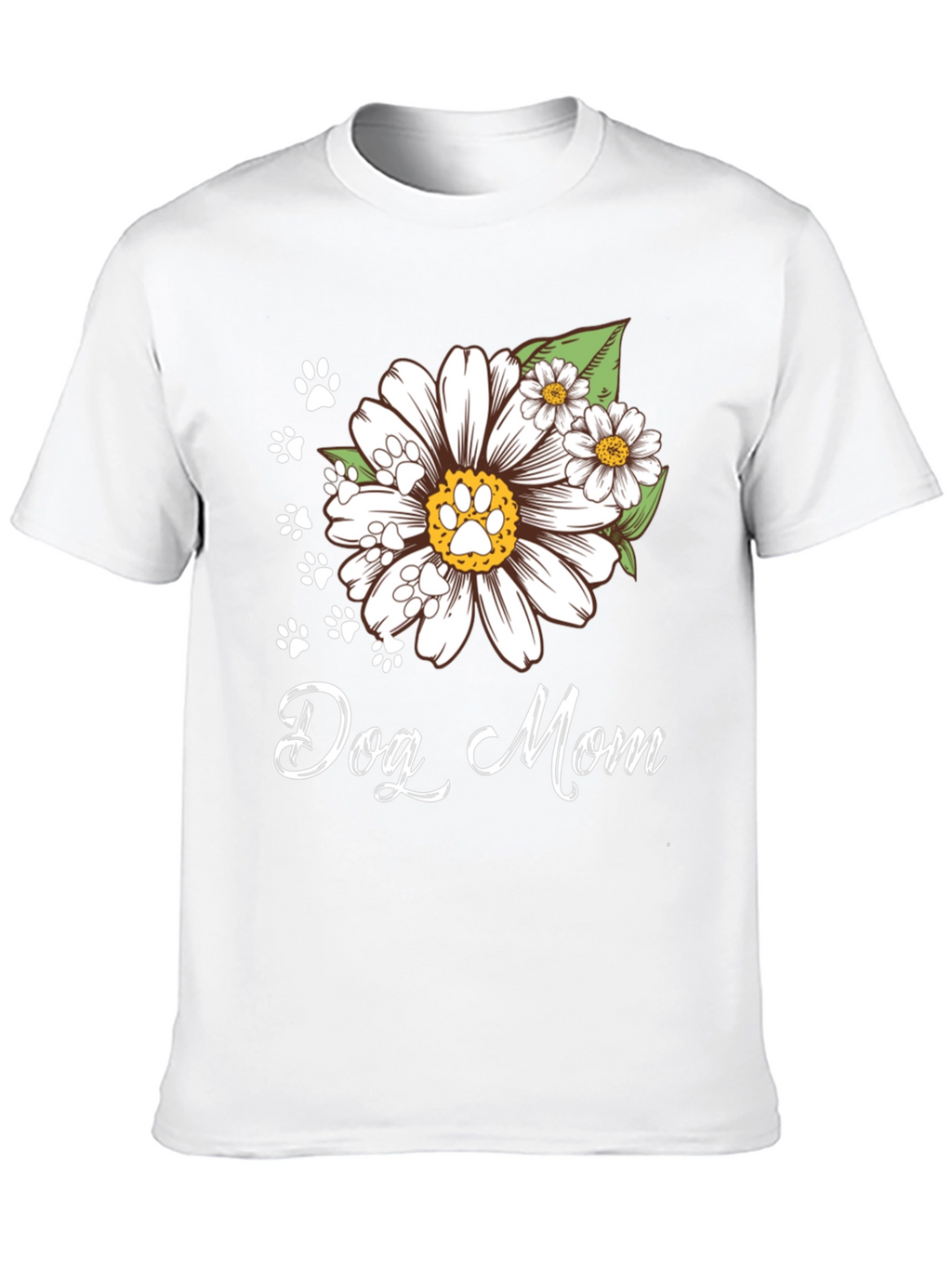 Dog Mom Flower Paw Print T-Shirt
