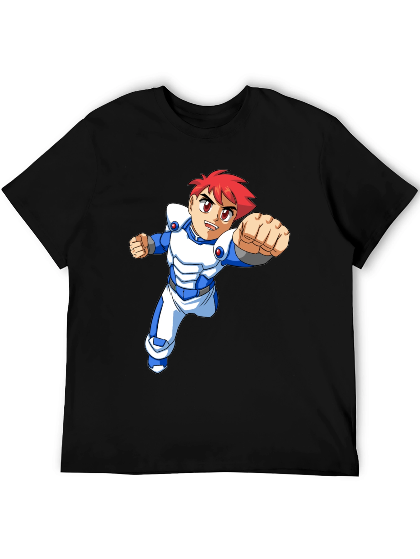 Retro Anime Graphic Tee - Black Cotton T-Shirt