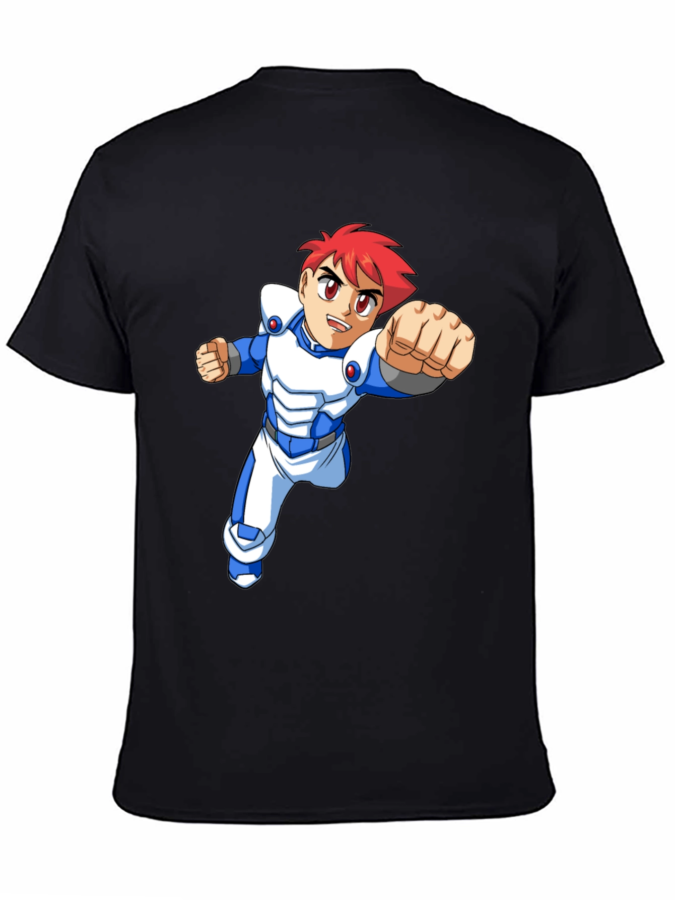 Retro Anime Graphic Tee - Black Cotton T-Shirt