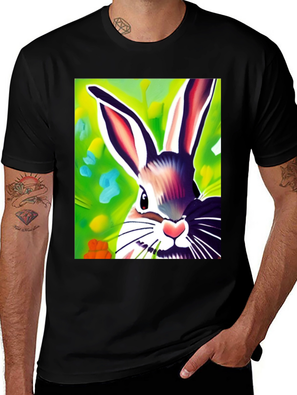 Vibrant Bunny Graphic Tee - Unisex Cotton Shirt