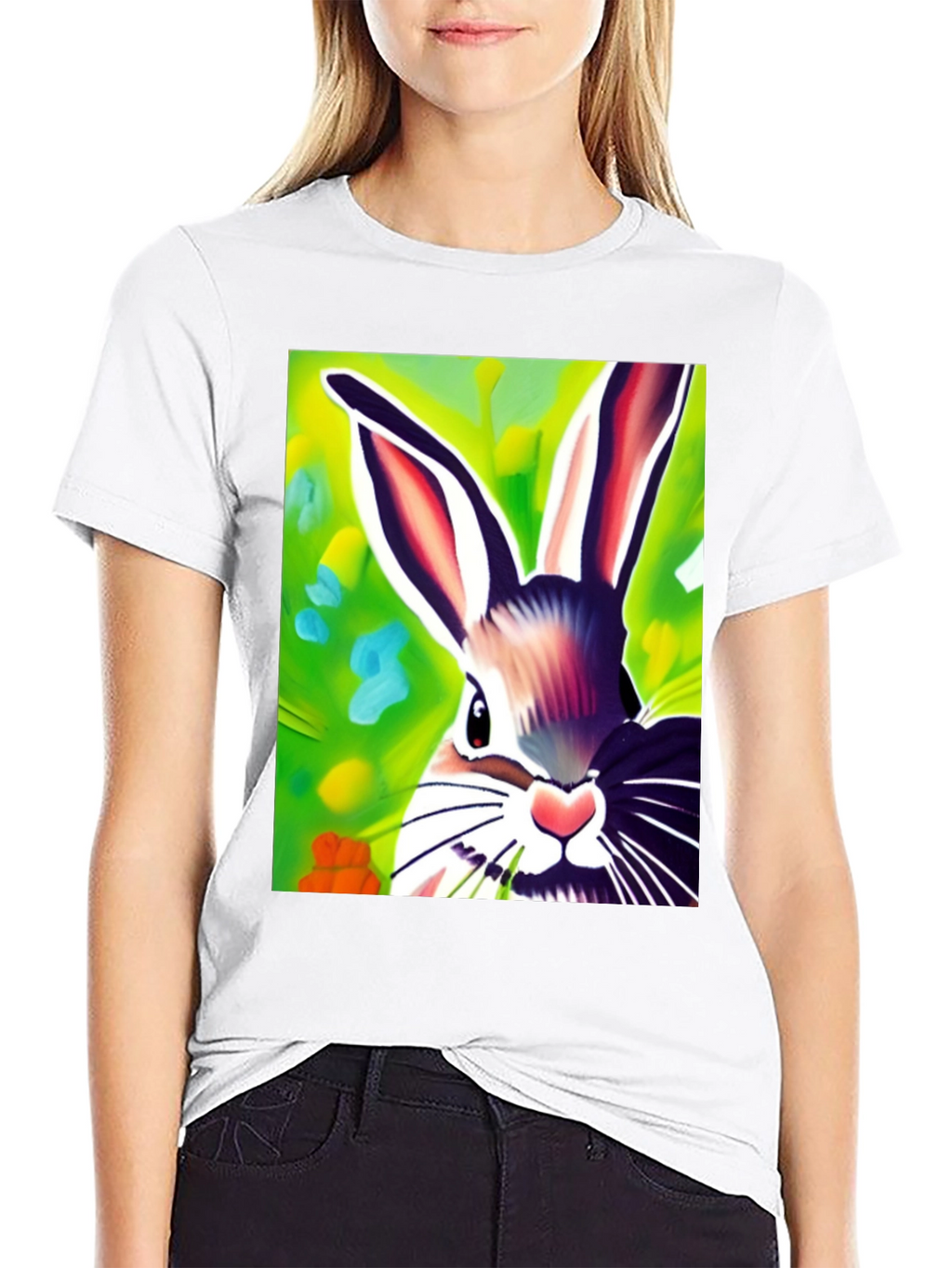 Vibrant Bunny Graphic Tee - Unisex Cotton Shirt