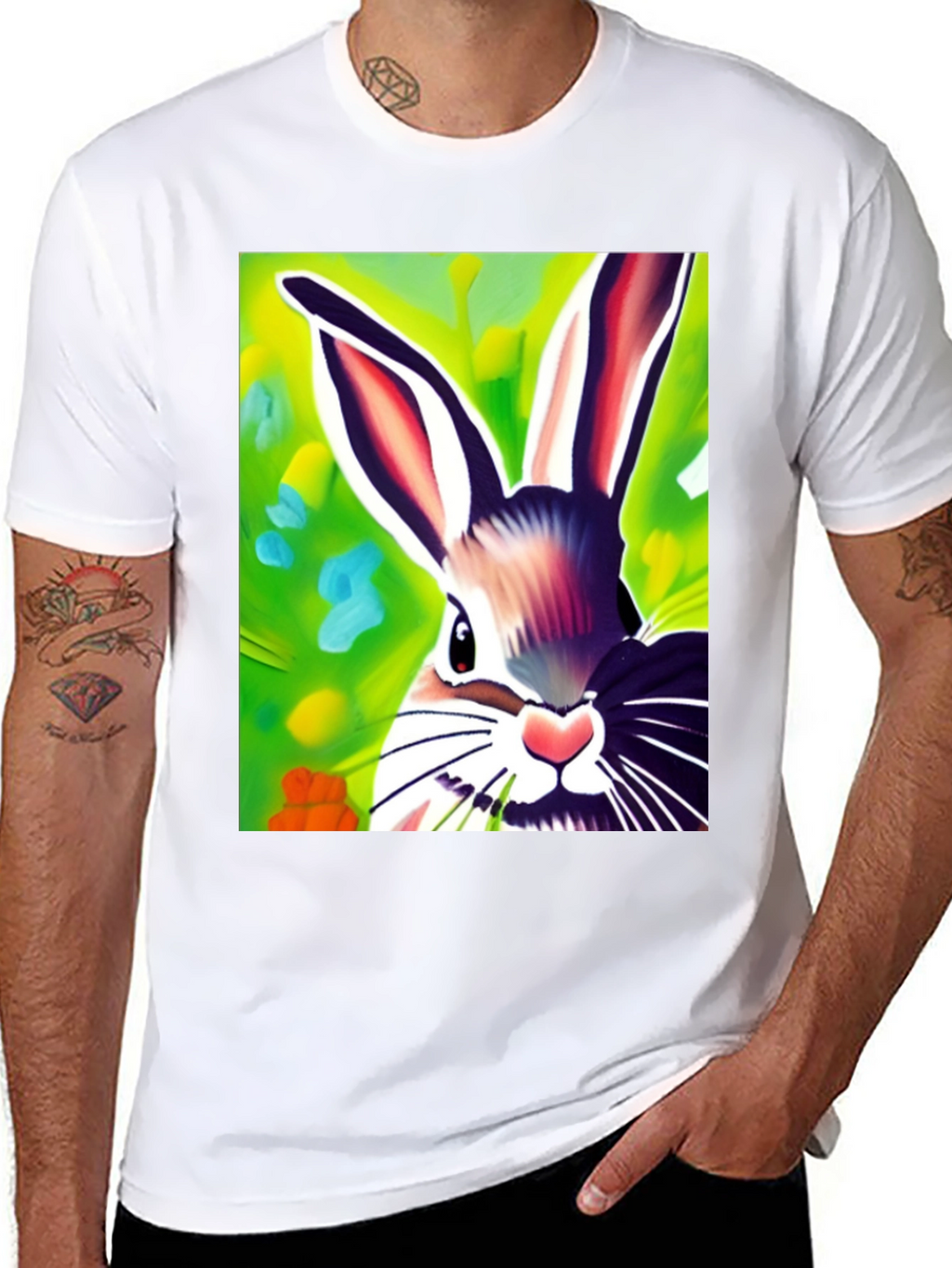 Vibrant Bunny Graphic Tee - Unisex Cotton Shirt