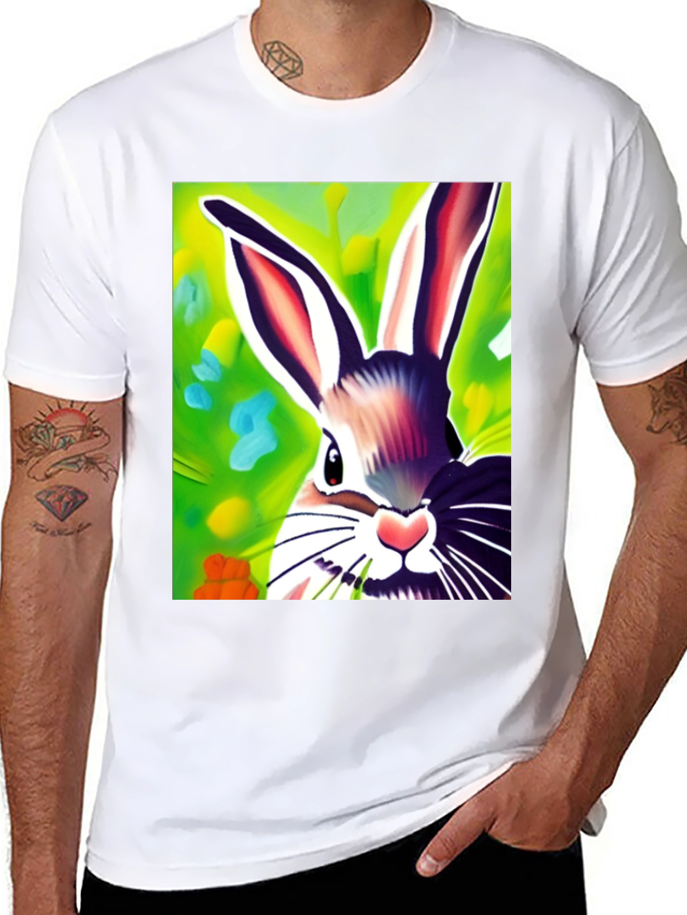 Vibrant Bunny Graphic Tee - Unisex Cotton Shirt