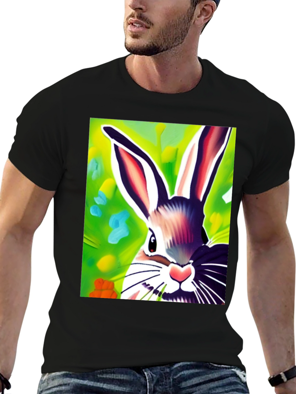 Vibrant Bunny Graphic Tee - Unisex Cotton Shirt