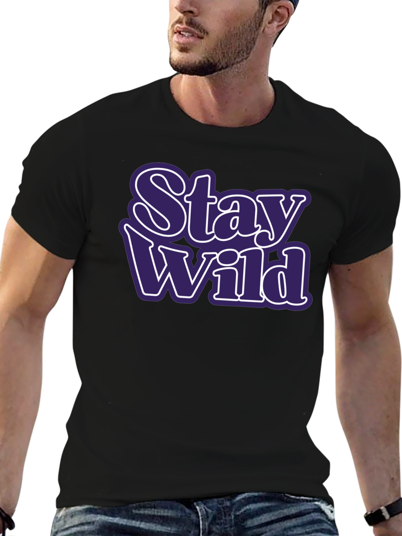 Stay Wild Graphic Tee - Trendy Black T-Shirt