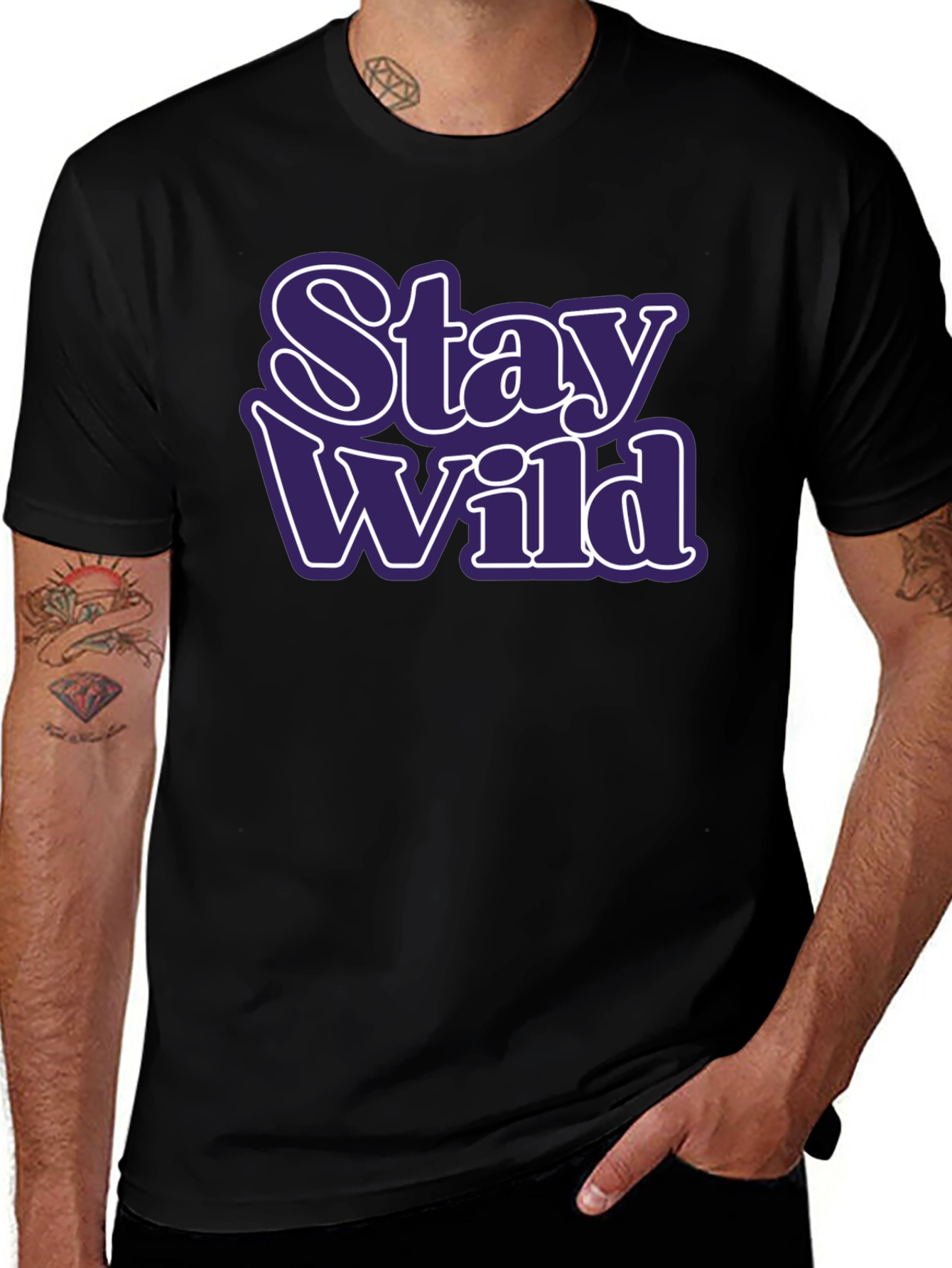 Stay Wild Graphic Tee - Trendy Black T-Shirt