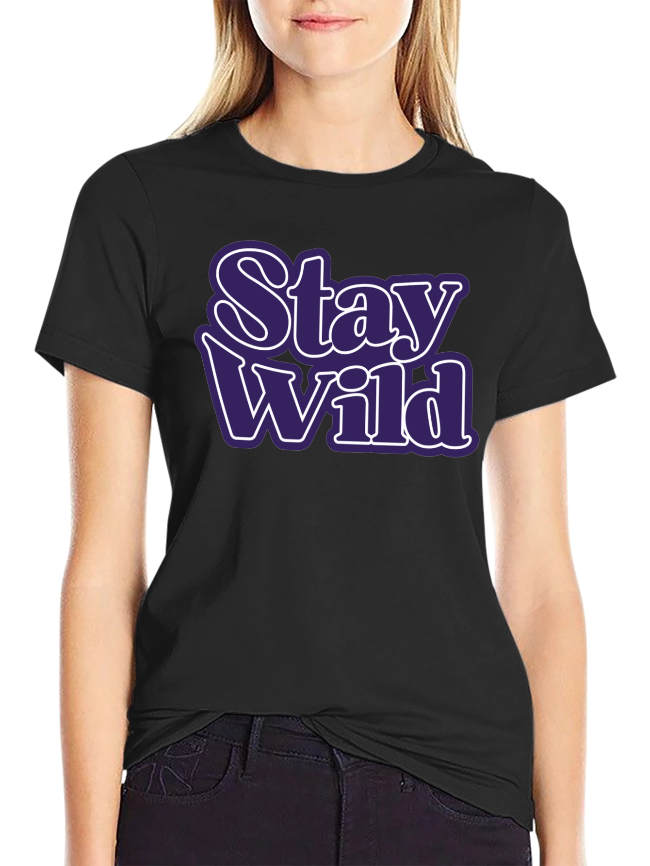 Stay Wild Graphic Tee - Trendy Black T-Shirt