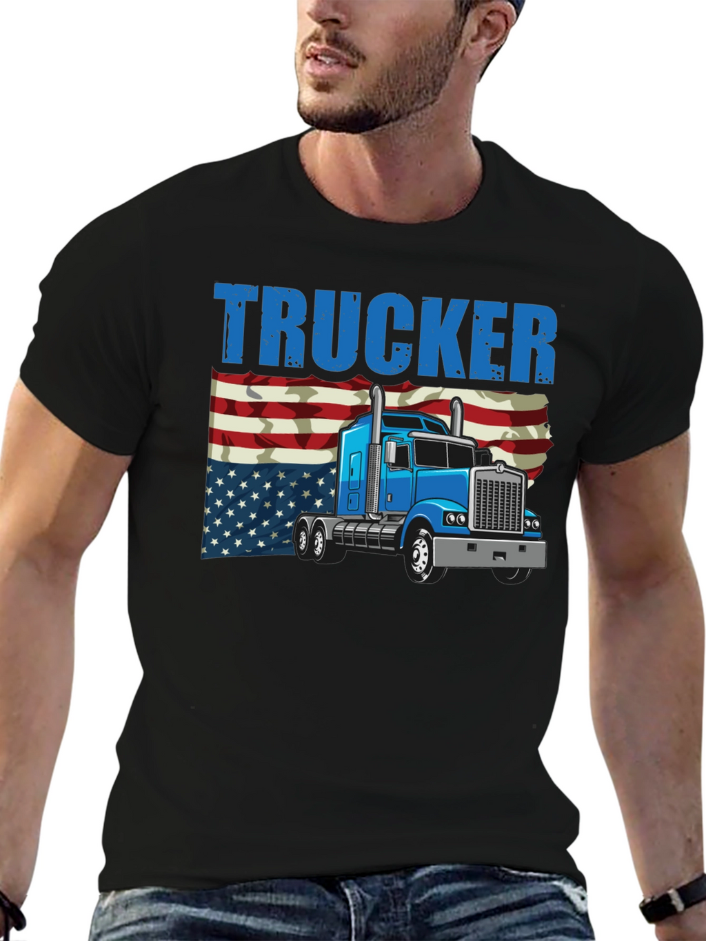 Trucker USA Flag Graphic Tee