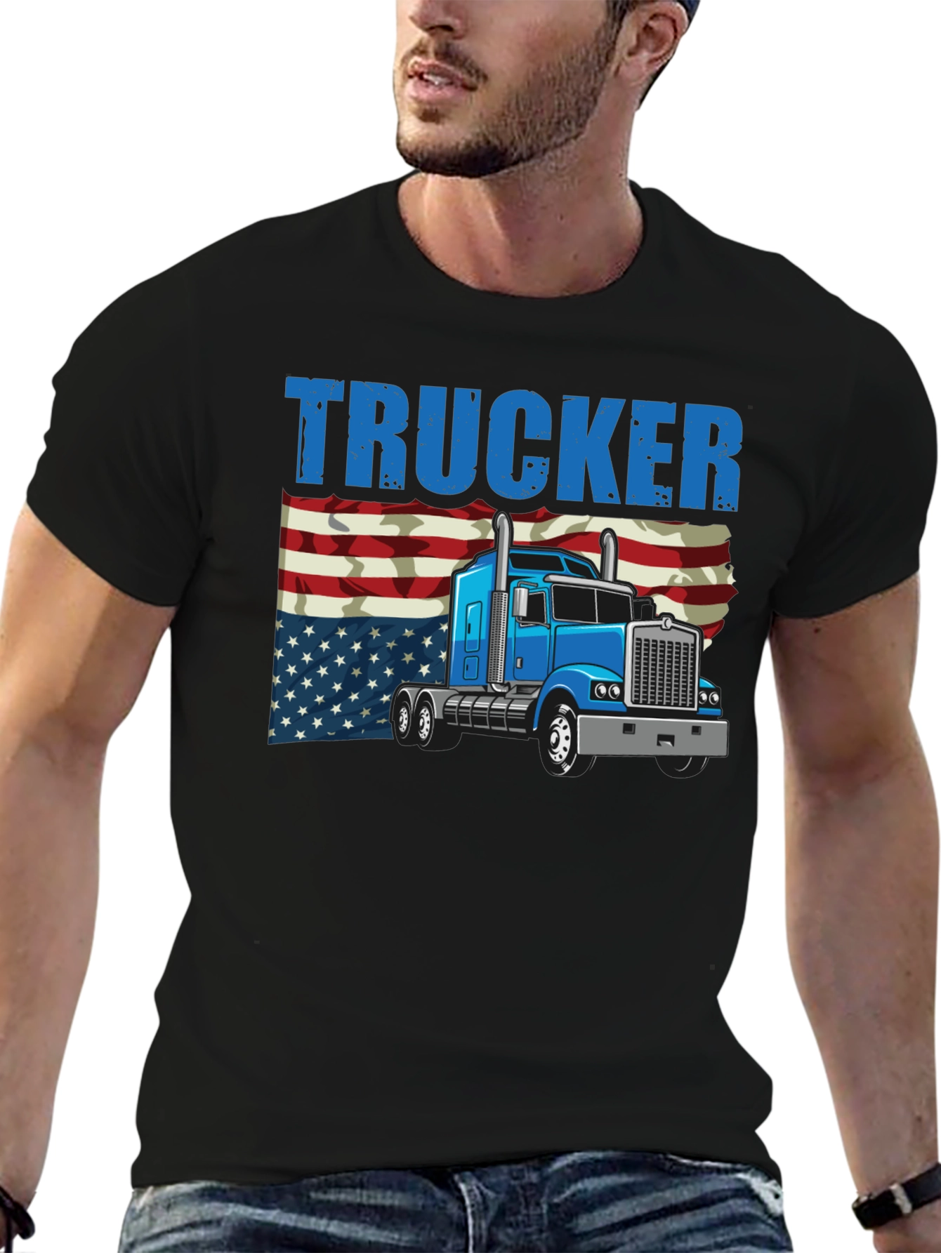Trucker USA Flag Graphic Tee