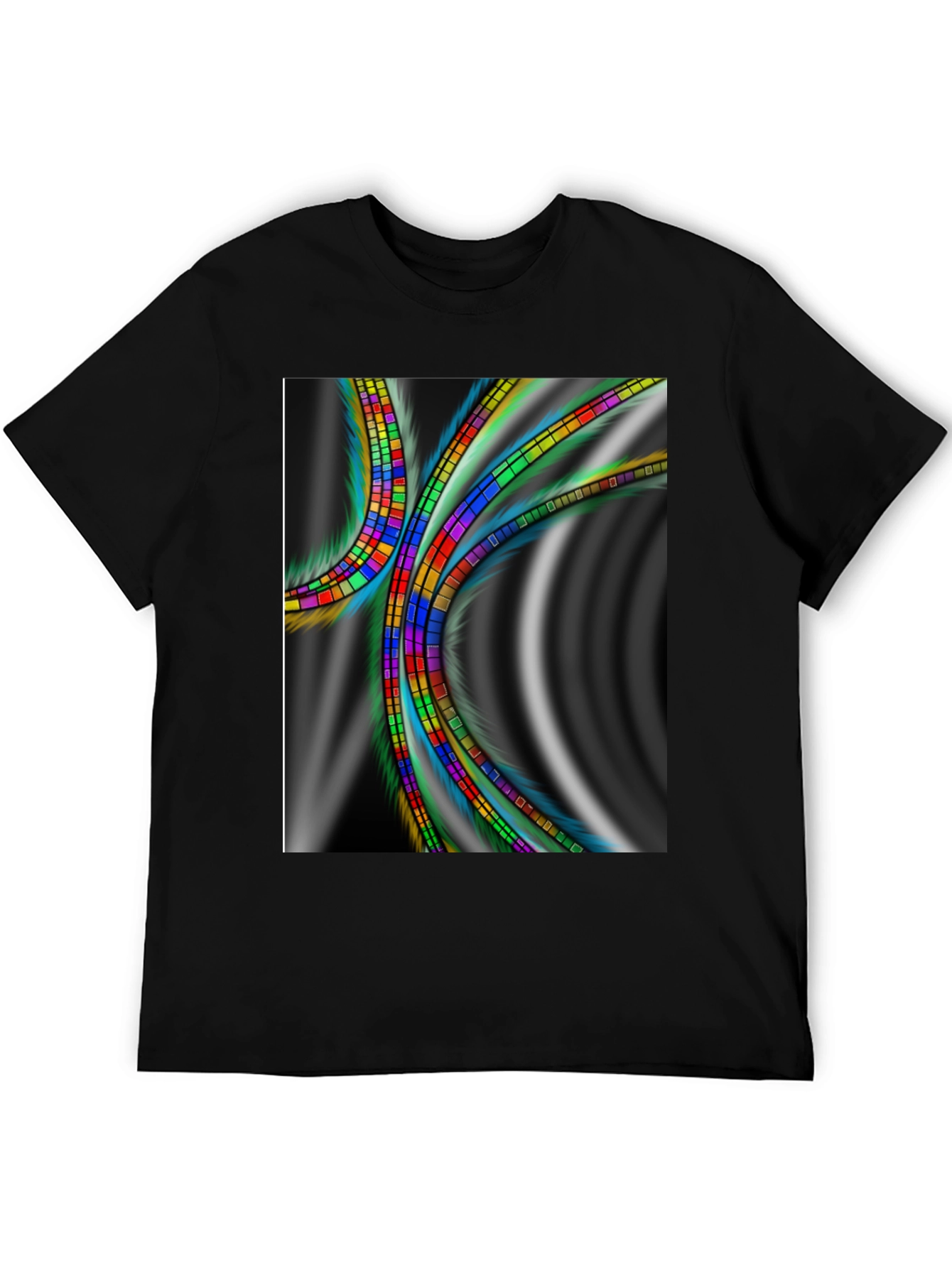 Abstract Prism Graphic Tee - Soft Black Cotton Comfort