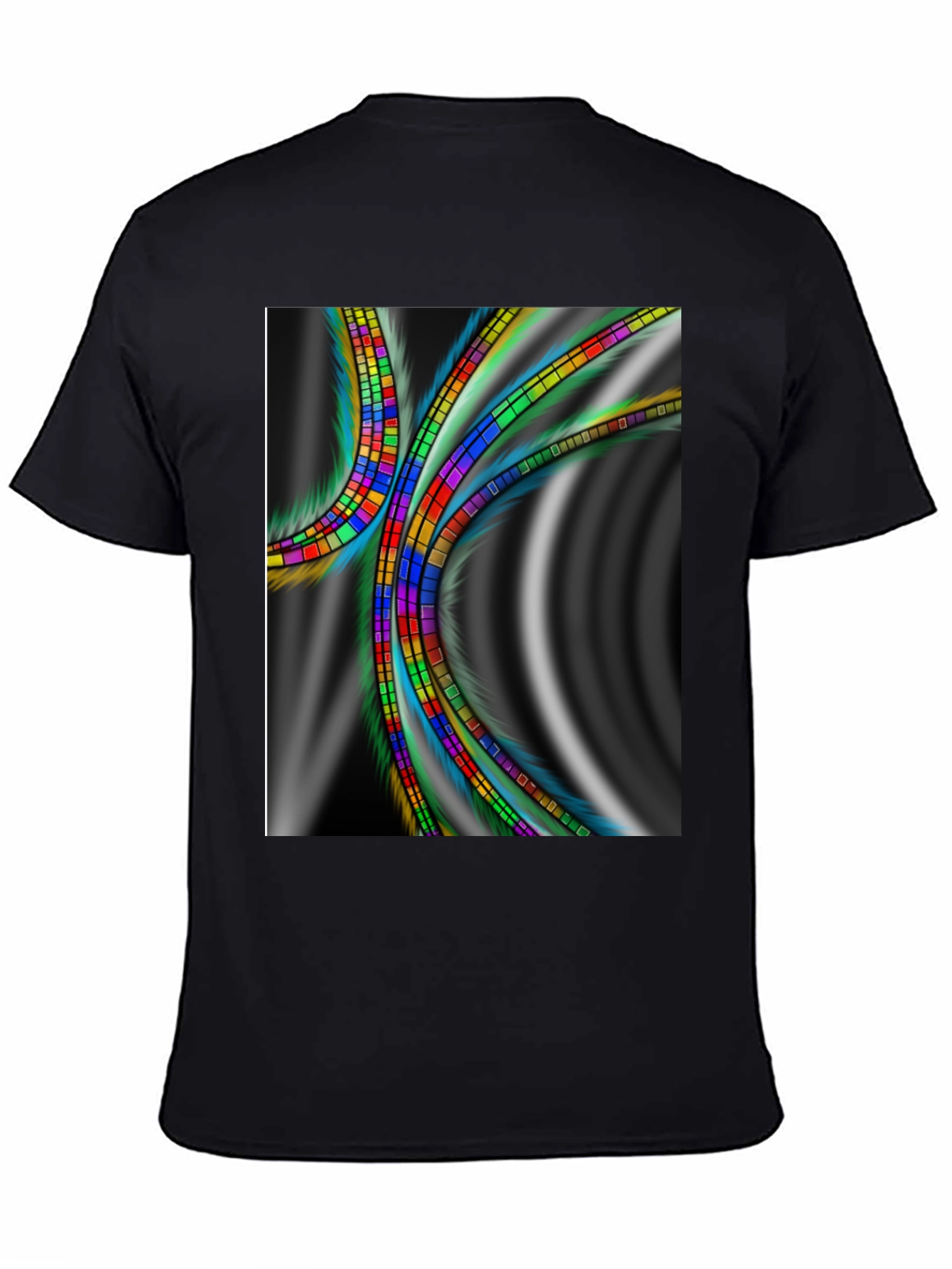 Abstract Prism Graphic Tee - Soft Black Cotton Comfort