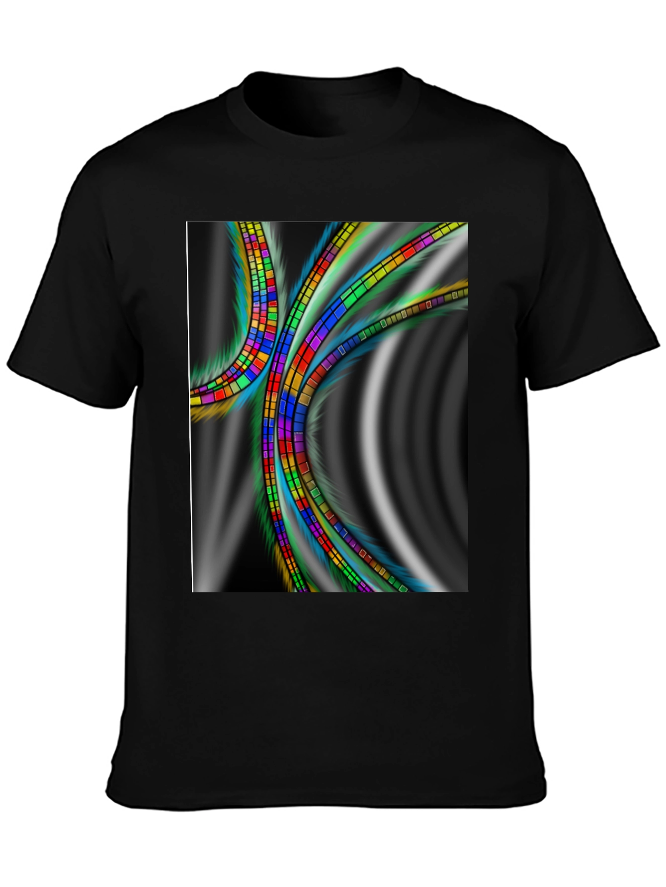 Abstract Prism Graphic Tee - Soft Black Cotton Comfort