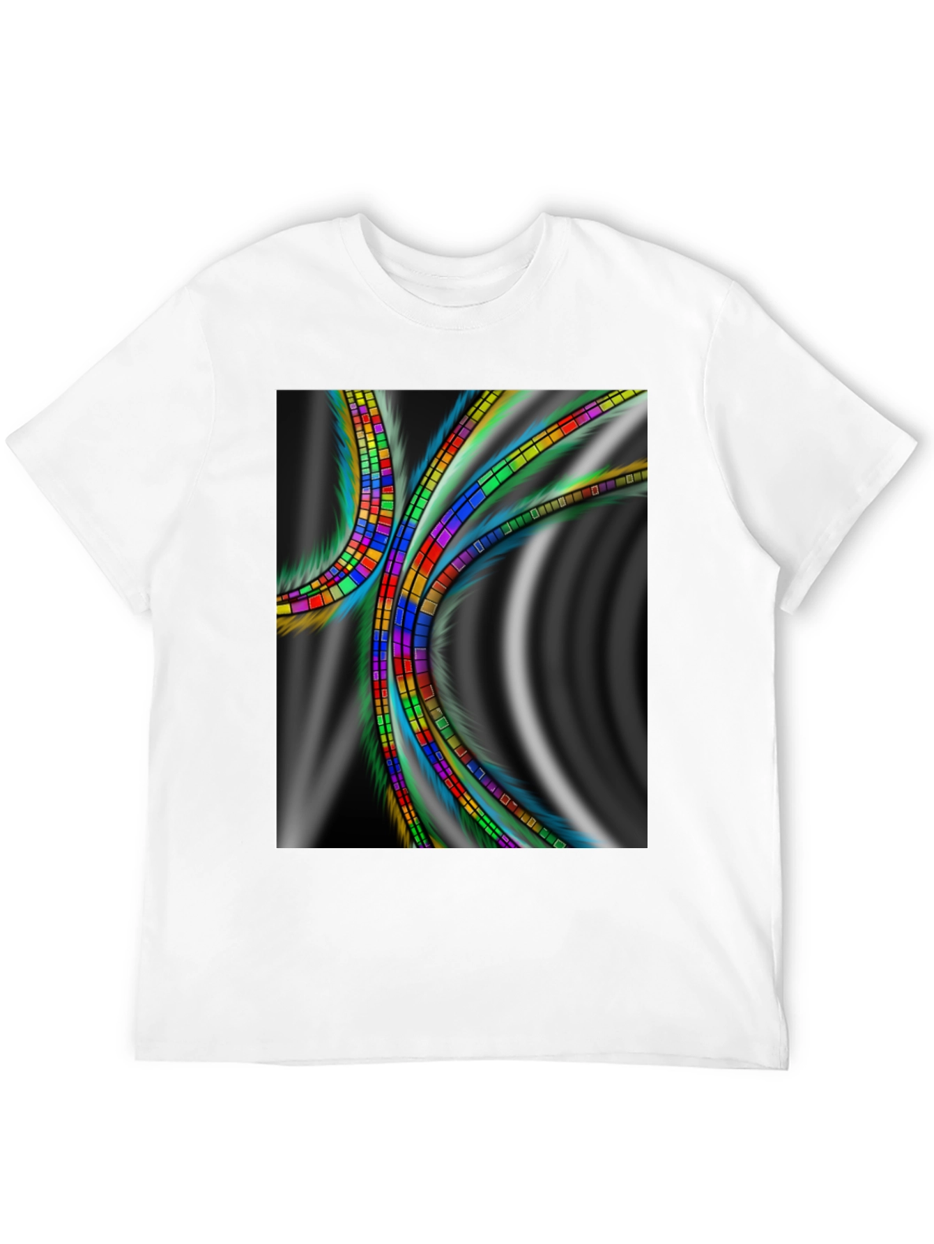 Abstract Prism Graphic Tee - Soft Black Cotton Comfort