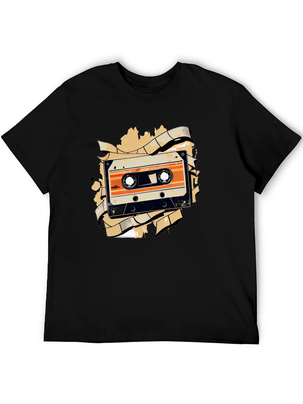 Retro Cassette Tape Graphic Tee - Black
